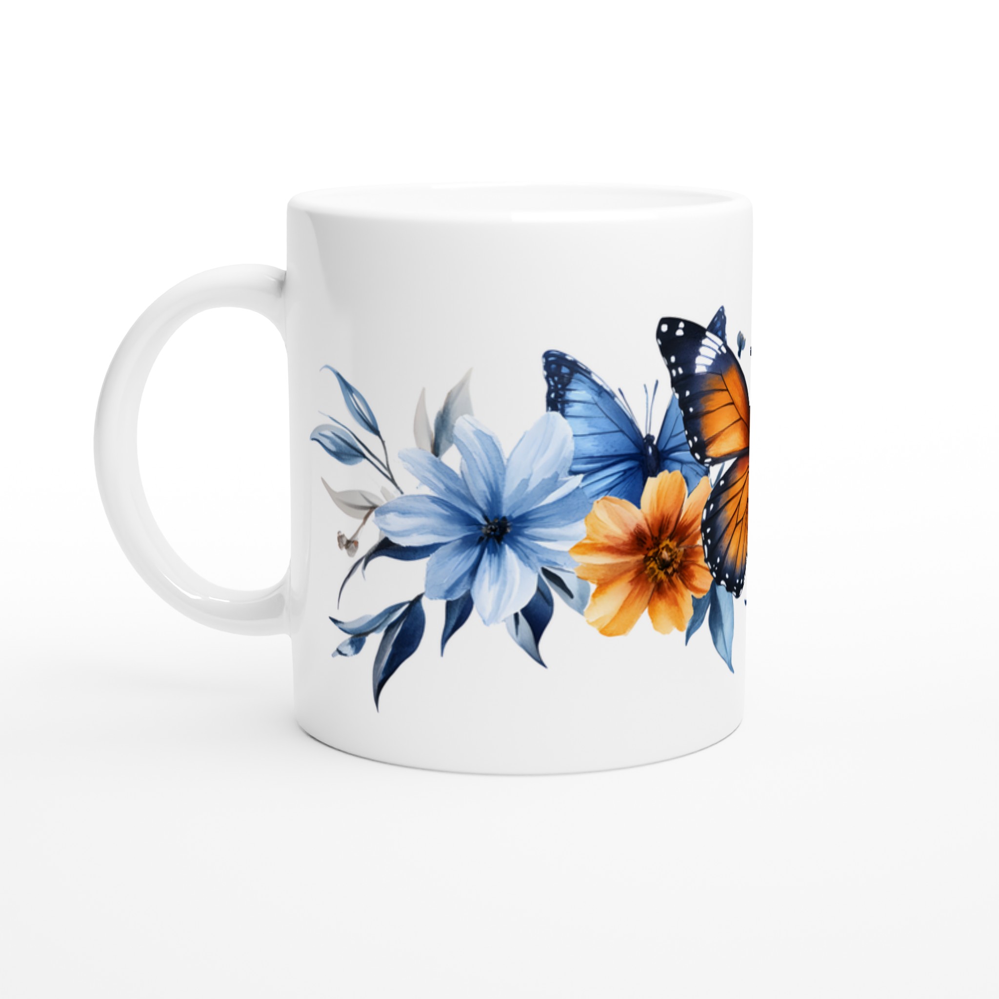 Fjäril och Blomsterprakt – 11oz Keramisk Mugg för Färgglada Kaffestunder i Valfri Färg 1 9c1187df-df0d-4a44-9ab7-fc06d224c8b6