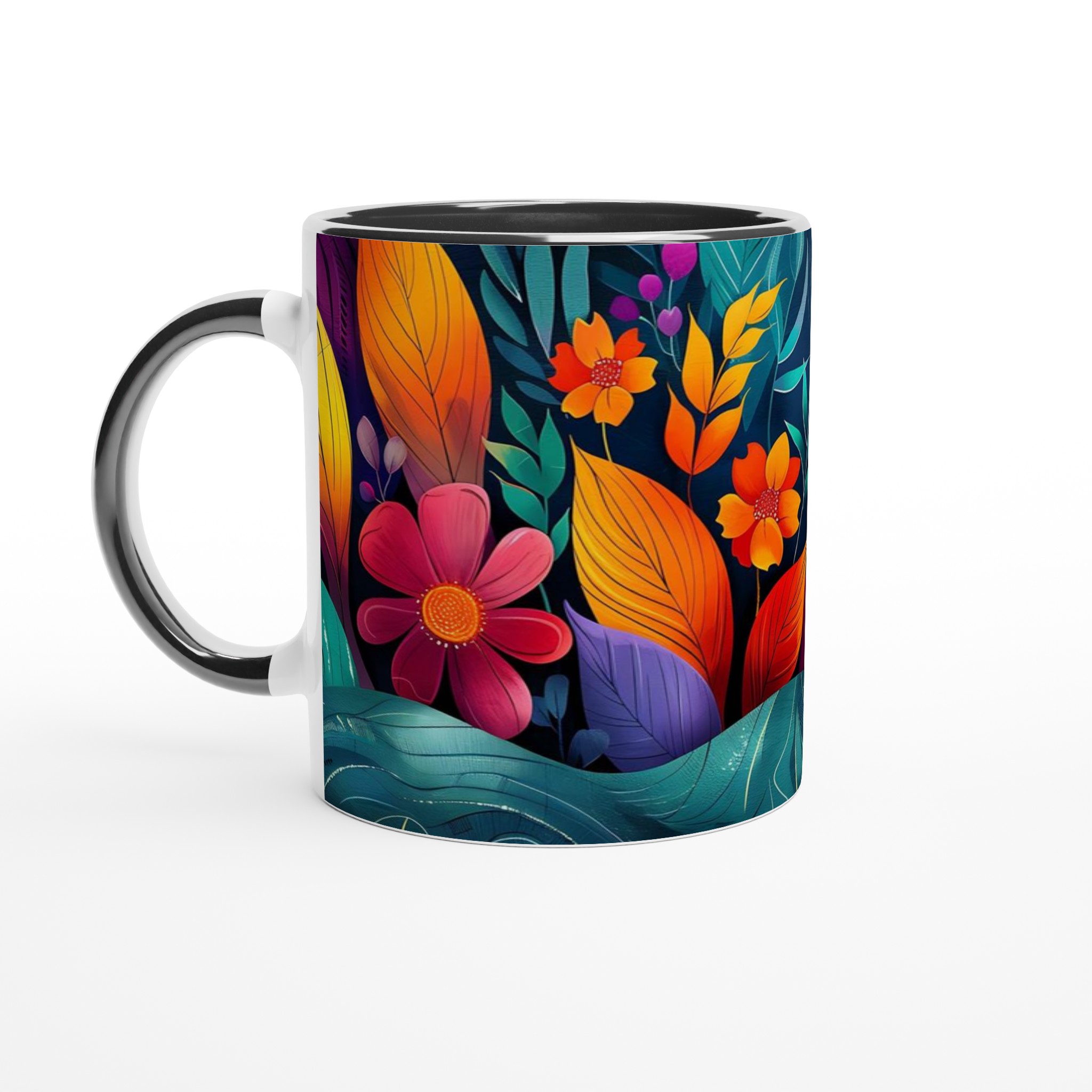 Tropisk Blomsterglädje 11oz Keramisk Mugg – Välj bland 7 Livfulla Färger 4 9c25727e-2e2b-4471-8af8-d410d6dce1a1
