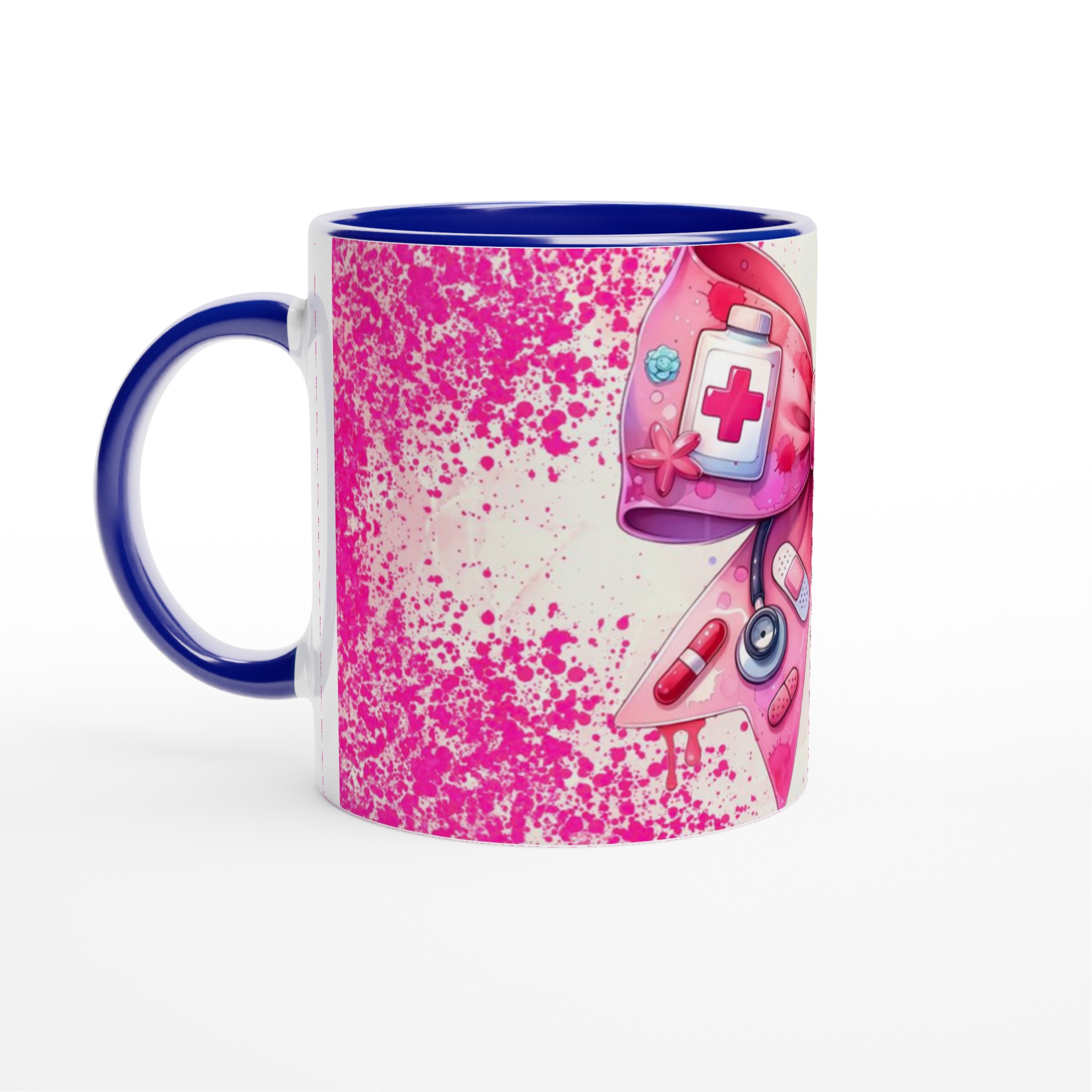 Vit 11oz keramisk mugg med rosa vårdhjälte-design – välj bland sju färgstarka keramikalternativ 2 9c30802c-6ce0-43cc-8e8c-0c67d36df152