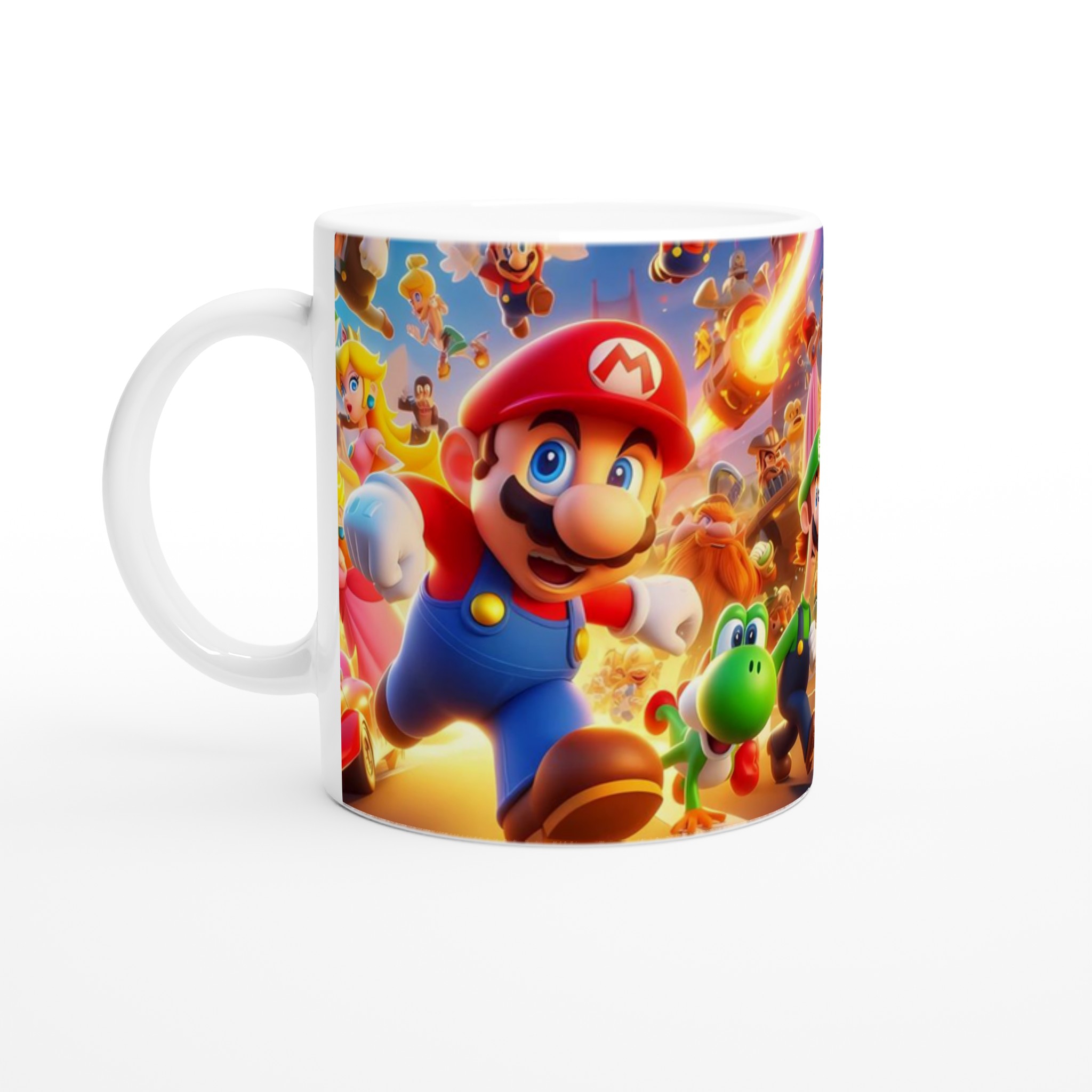 Vit 11oz keramisk mugg med levande, färgstarkt Super Mario-tema i din valda färg 1 9c3fda29-c816-4f39-947a-2038d71232b9