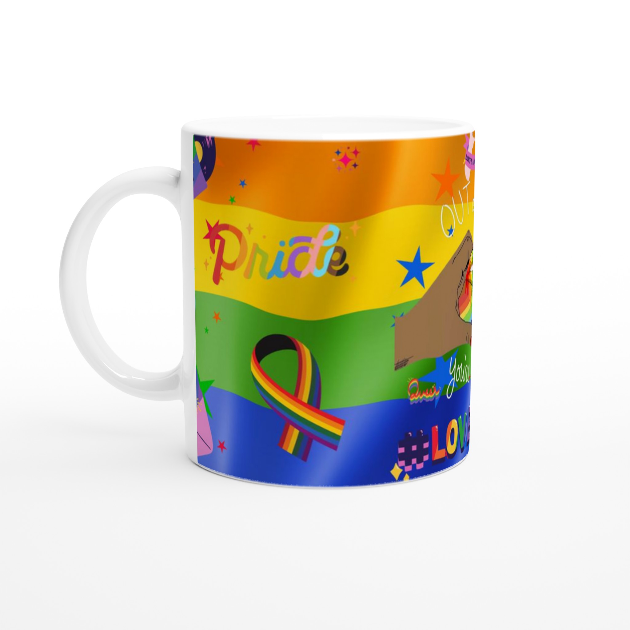 Pride-Inspirerad Vit 11oz Keramisk Mugg med Färgstarkt LGBTQ+ Motiv 1 9c4f2aed-7fd0-4291-9a11-a485b4b2aba7
