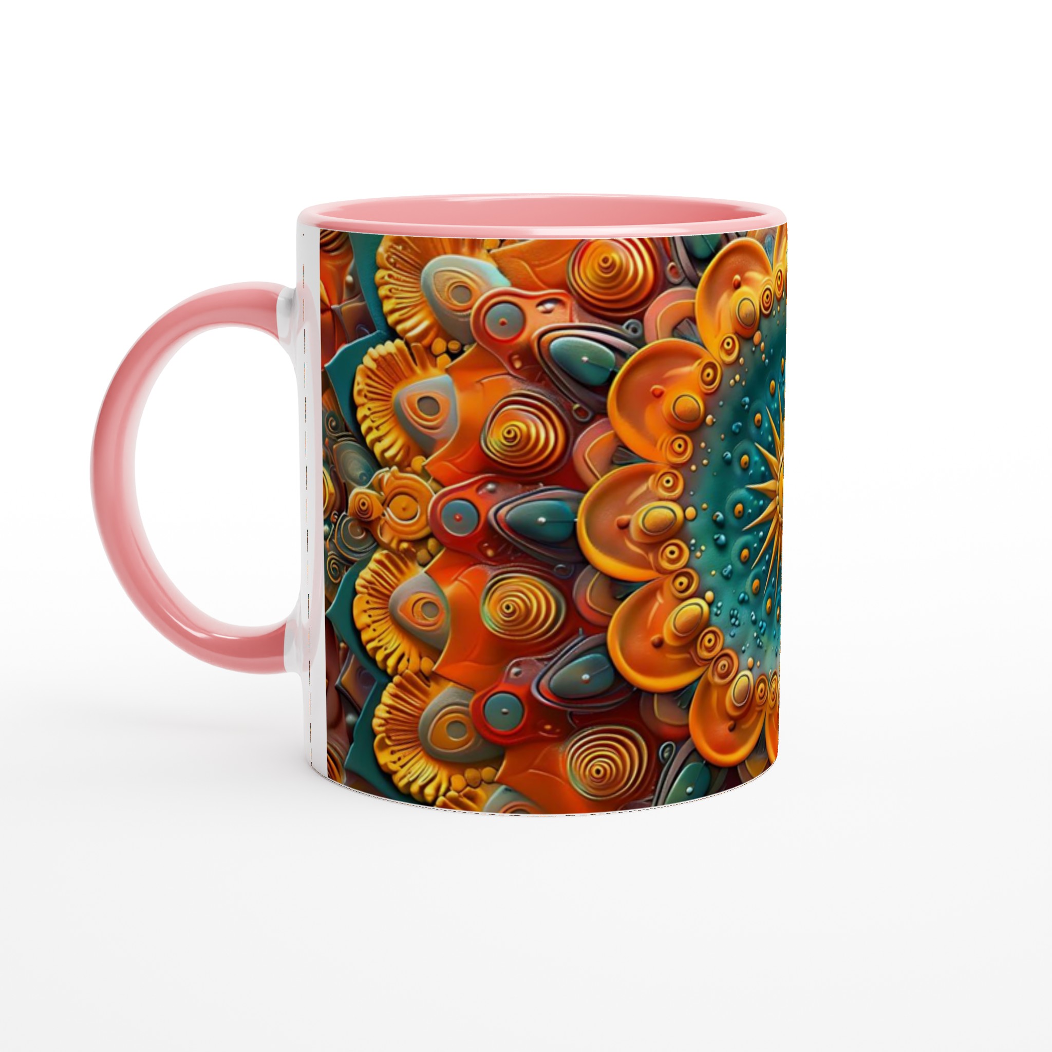 Abstrakt Mandala Keramikmugg - Livfulla Turkosa och Orangea Mönster 6 9c57007a-8310-4190-8fc8-ef22308307f7