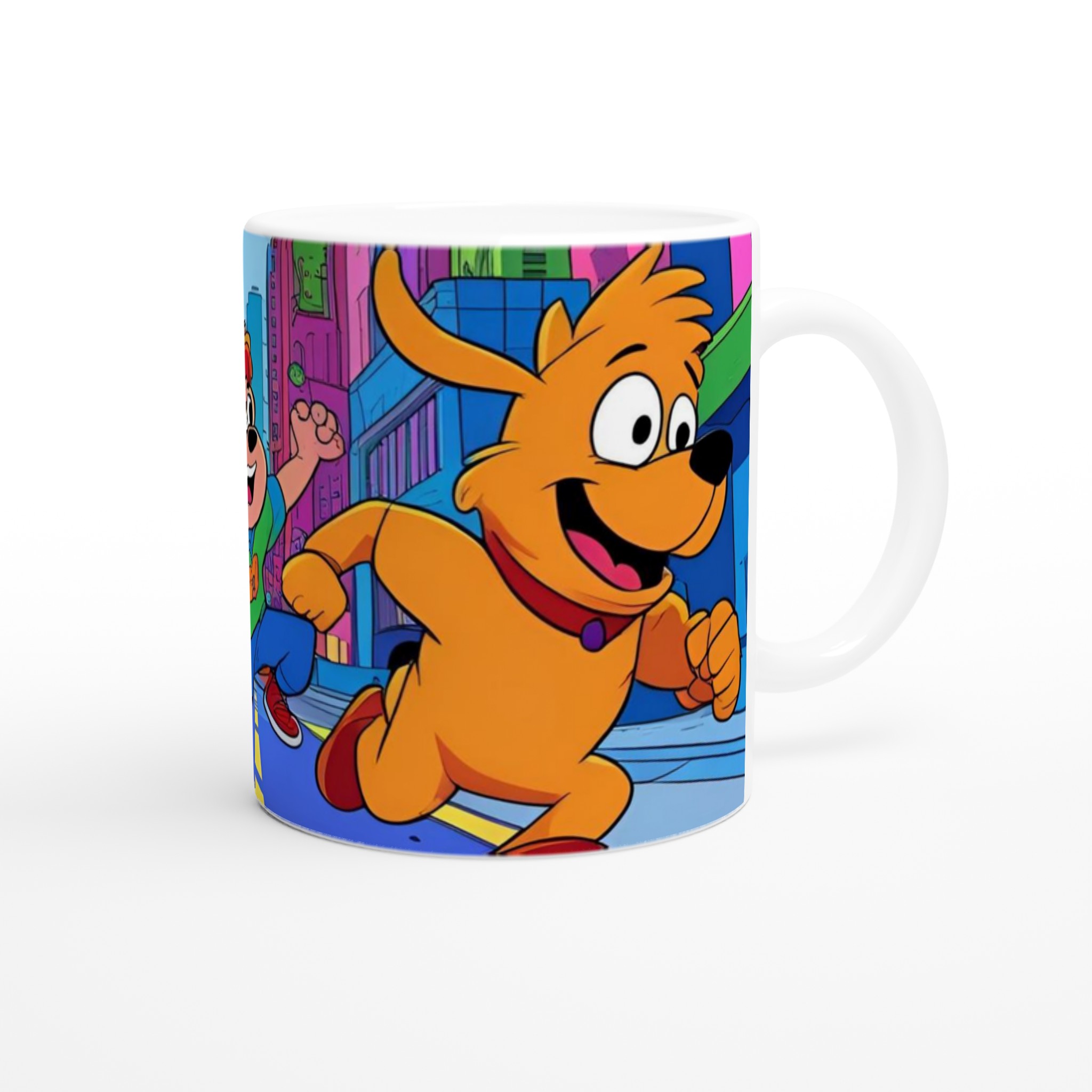 Vit 11oz keramisk mugg med lekfulla och färgstarka karaktärer – välj din favoritfärg 9 9c75214e-534d-4976-9dfd-e47fdaed149b