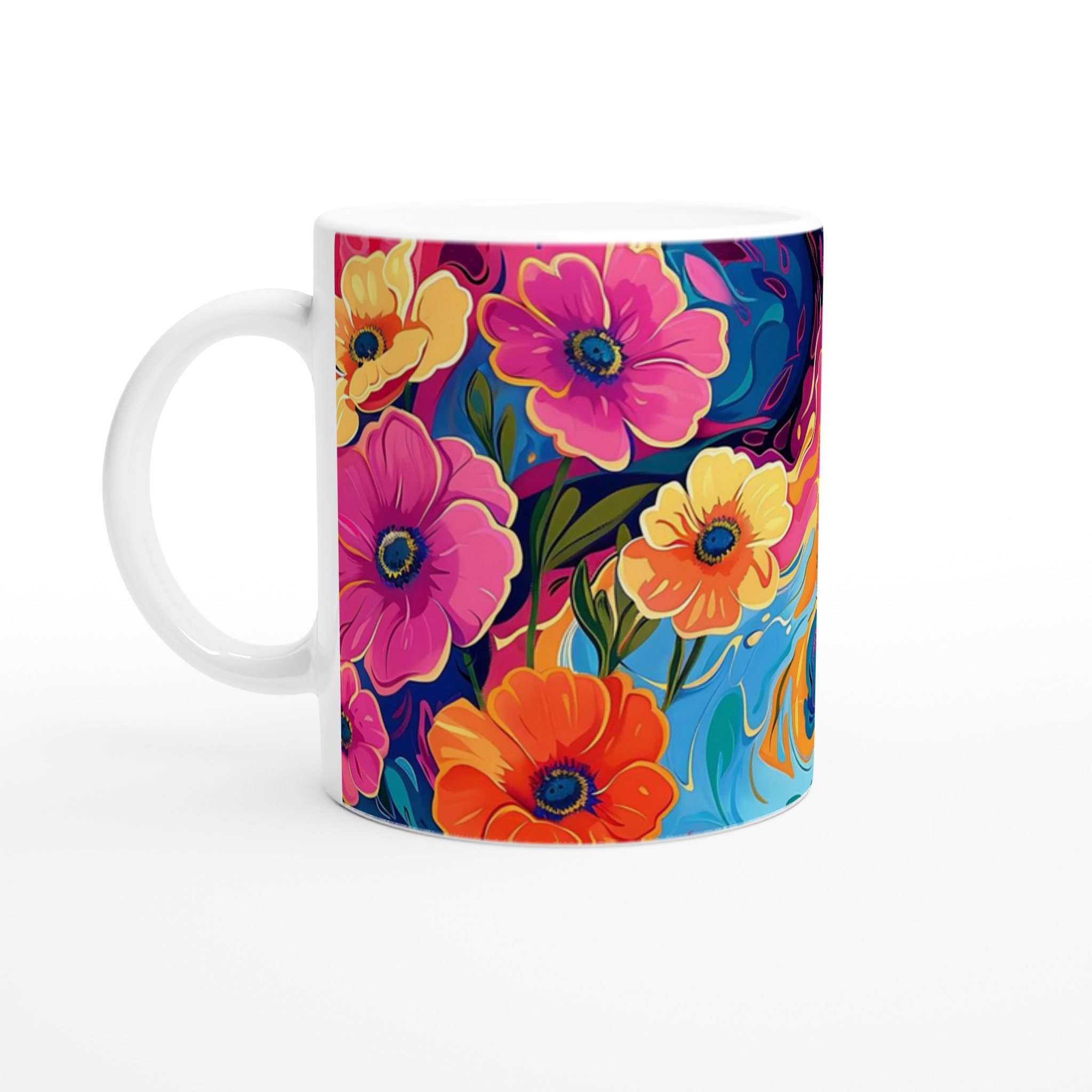 Abstrakt Blomsterprakt Mugg - Färgexplosion för Kaffe & Te i Flera Keramiska Nyanser 1 9c8a014c-0787-483b-8604-9ea339d00576
