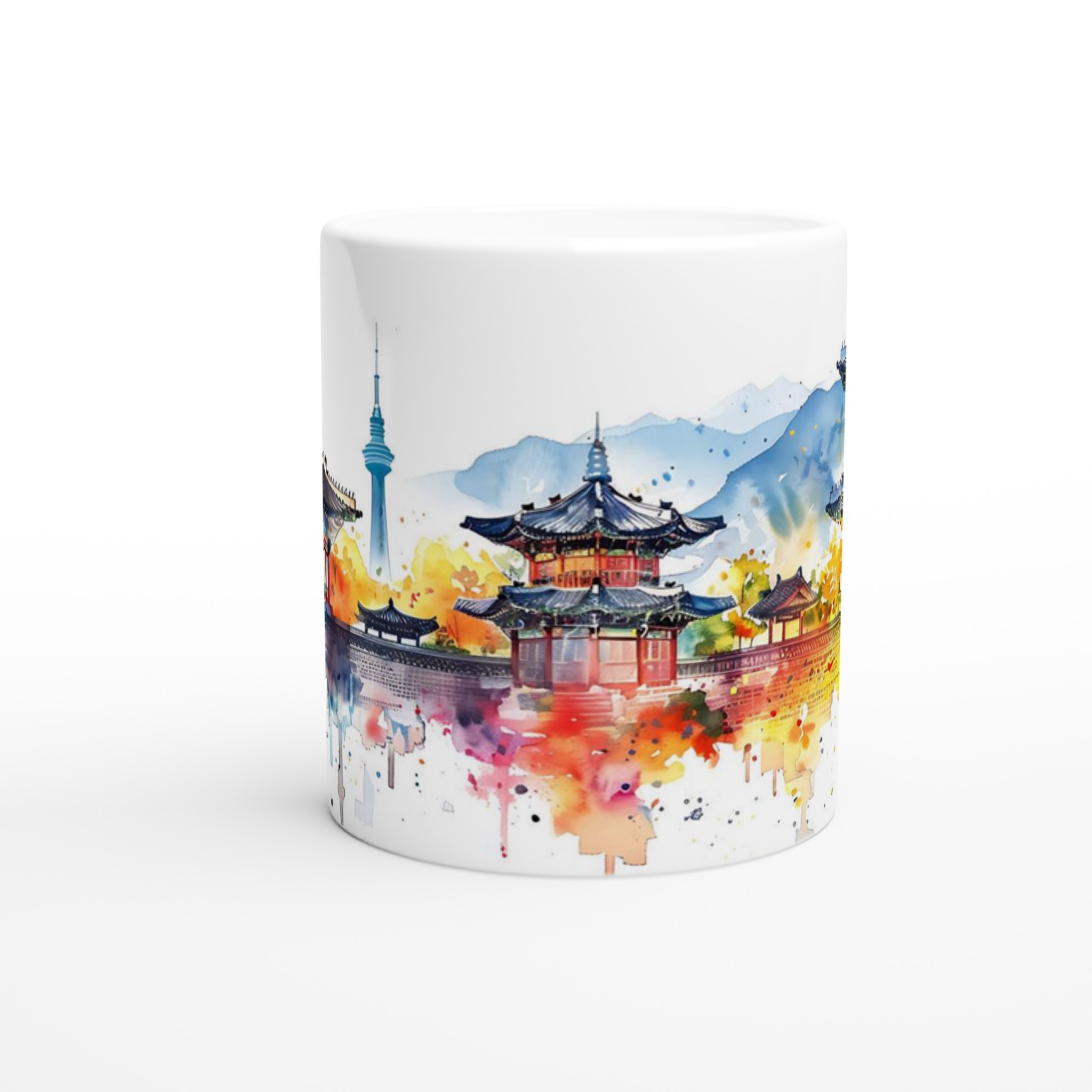 Seoul Akvarell Mugg – Levande Tempel & Stadssilhuett i valfri färg 8 9c963c88-ab98-4c80-9228-50152358c463