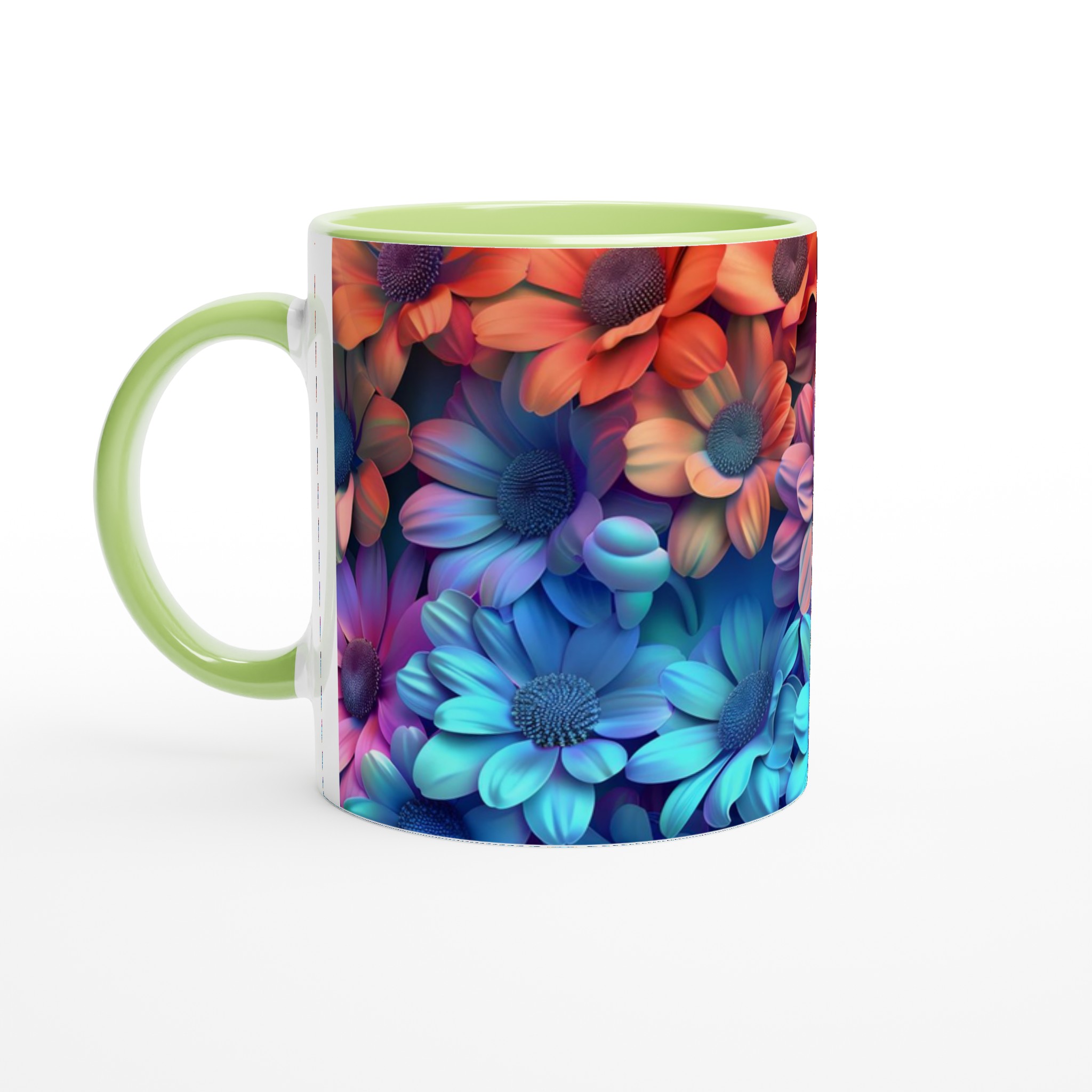 Färgsprakande Blomstermugg – 11 oz Keramikmugg i ditt Val av Sju Livfulla Färger 7 9cae7509-7c0d-4ef7-88e2-739003fb2a6b