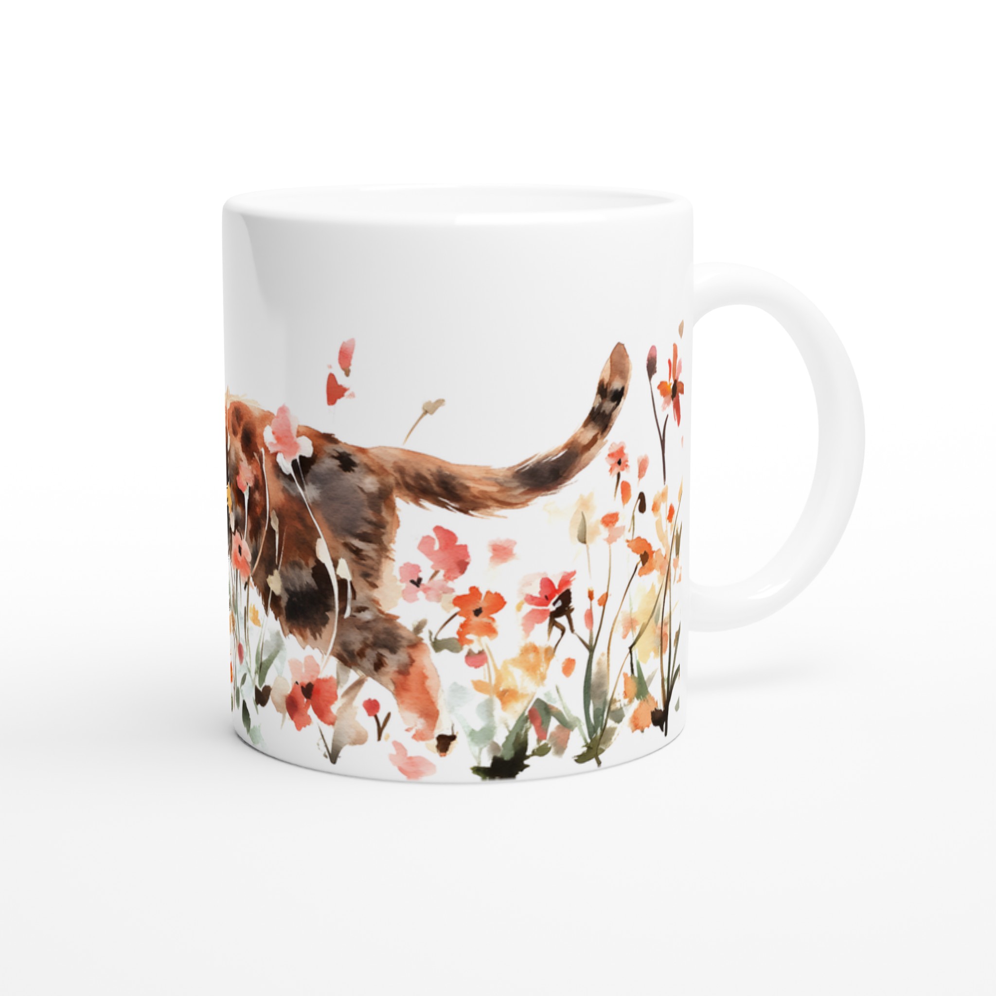 Katt bland Vildblommor Akvarellmugg – 11oz Keramikmugg i ditt val av 7 färger 9 9cc9846b-f0c7-4093-a509-a85ea3835a6a