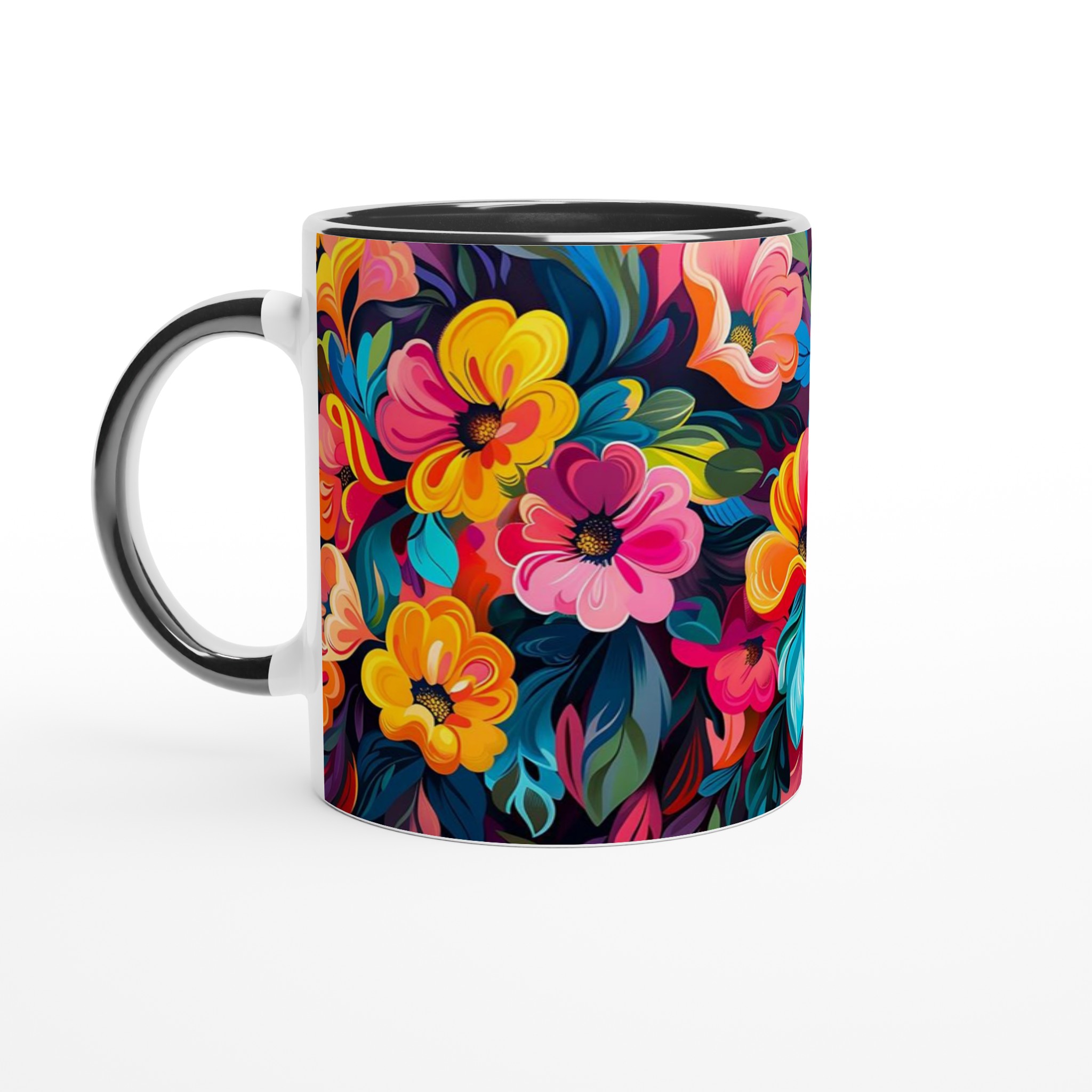 Färgsprakande Blomstermugg – 11 oz Keramikmugg i ditt Val av Sju Livfulla Färger 4 9cd58778-b3a7-47d1-b081-593c78b7c7d6
