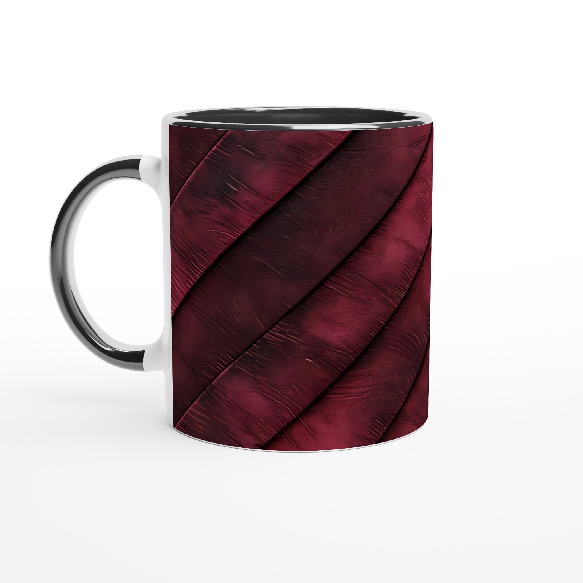 Vit 11oz keramisk mugg med elegant mörkröd läderstruktur – välj din favoritfärg 4 9ce21d10-3e41-43eb-80ba-8a5dd312832d