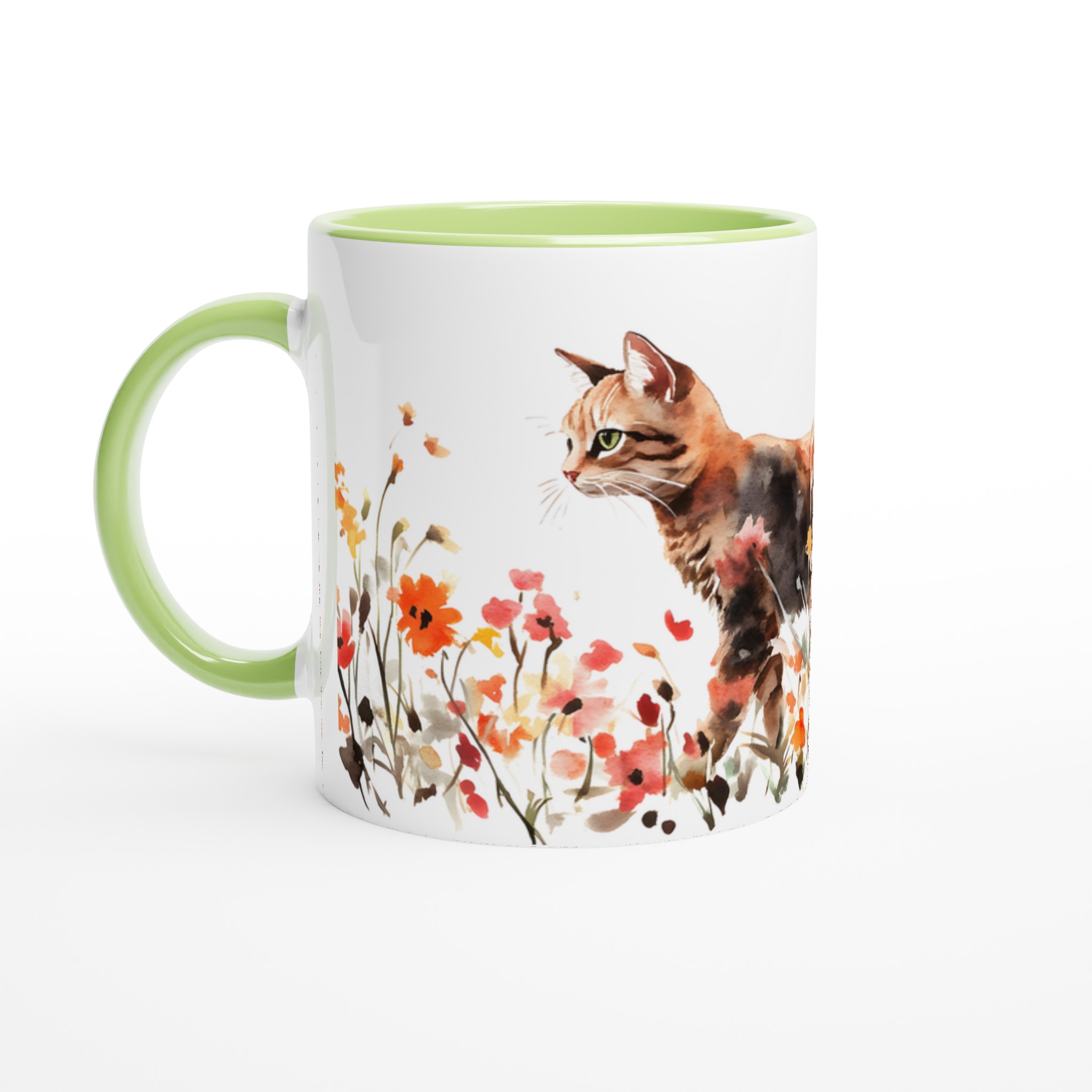 Katt bland Vildblommor Akvarellmugg – 11oz Keramikmugg i ditt val av 7 färger 7 9d3c3dde-3f02-4f58-99e8-bac55836f0b9
