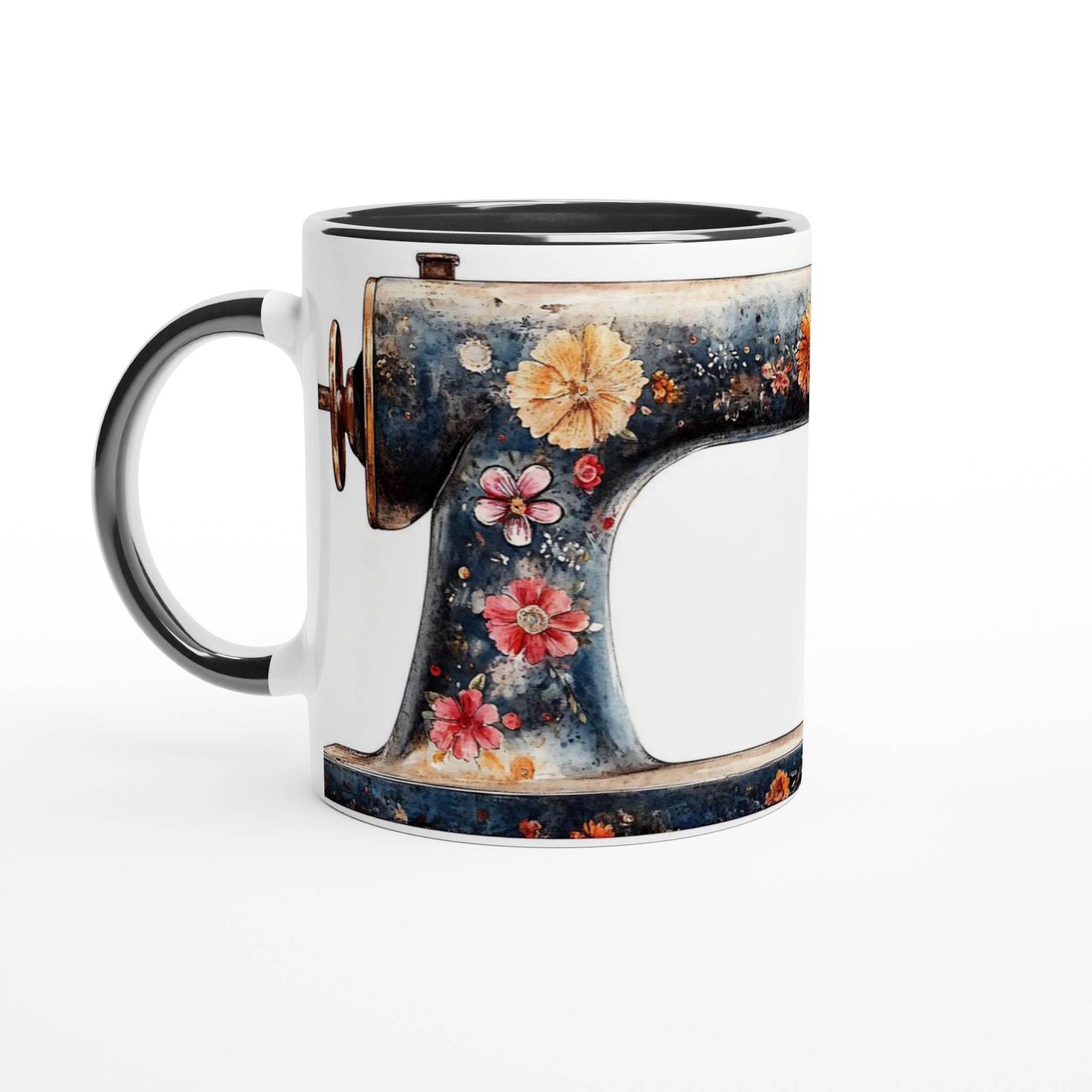 Vintage Symaskin Mugg: Blommigt Akvarellmotiv i 7 Färger – 11oz Keramisk Kaffe- & Temugg 4 9d8ce948-fd70-497d-82a0-f5e4d9c62bf0