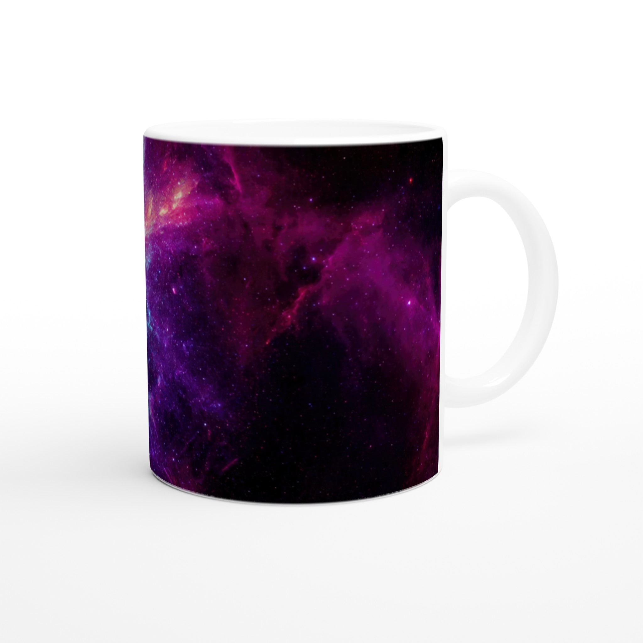 Vit 11oz keramisk mugg med galaxinspirerat motiv i flera fängslande färger 9 9da7a1d9-5350-48b7-96db-eef026df3c11