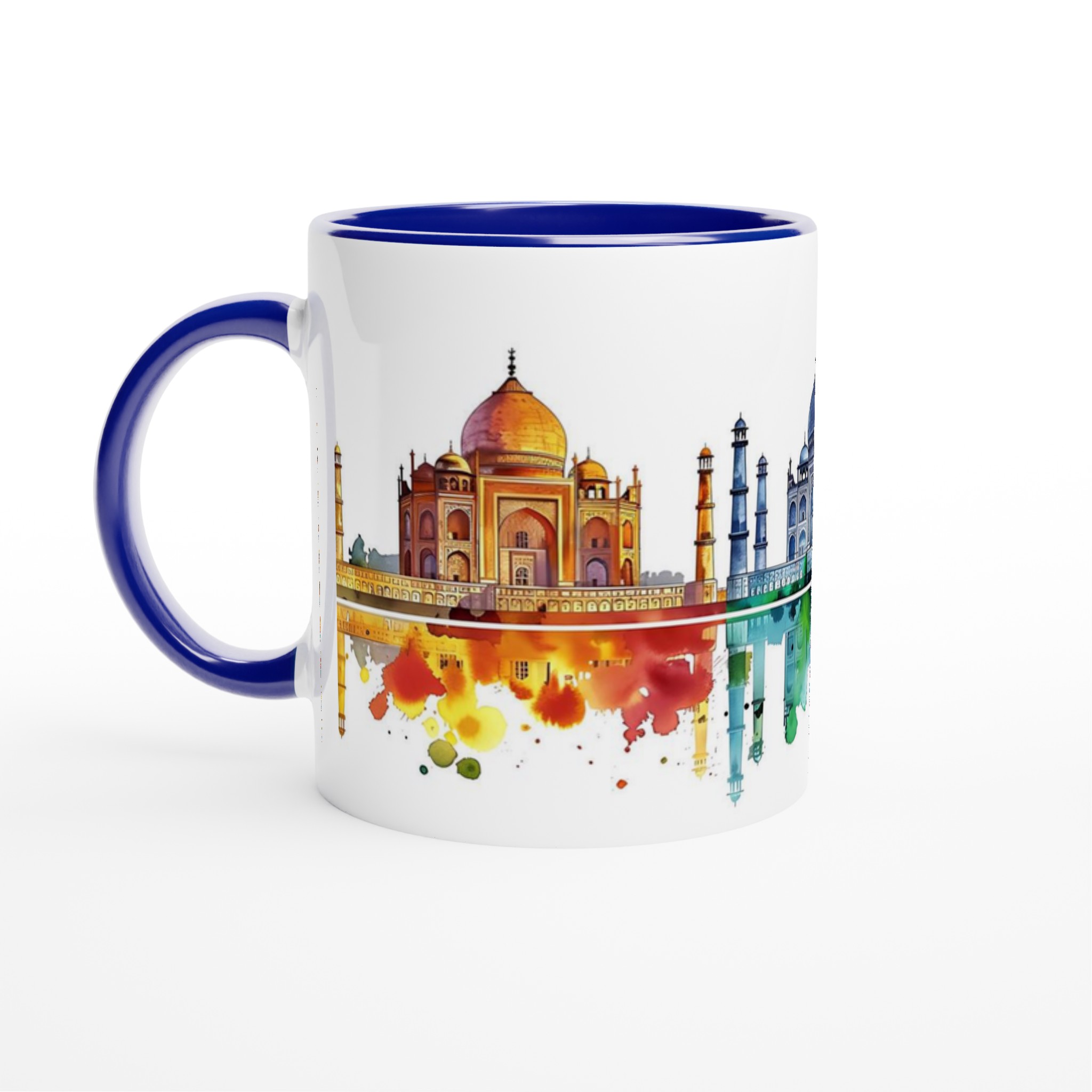 Taj Mahal Horizon: Akvarellmugg med Levande Färgstänk – Välj Din Favoritfärg 2 9db61929-d17f-4808-b3b9-75abd945b3c2