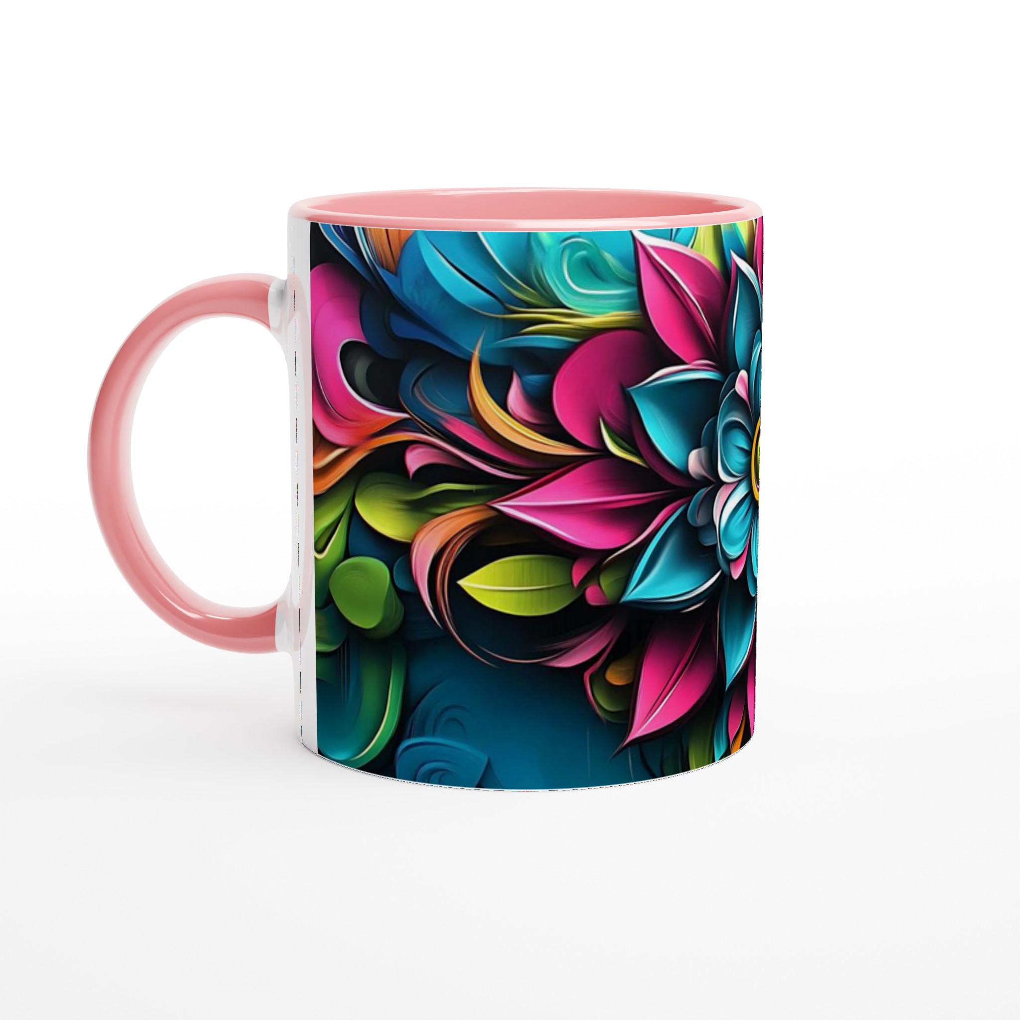 Abstrakt Mandala Blommig 11oz Keramisk Mugg – Färgglad Psykedelisk Konst för Ditt Fika 6 9dcf4240-45da-4d2c-a82a-3ac19a77eb56