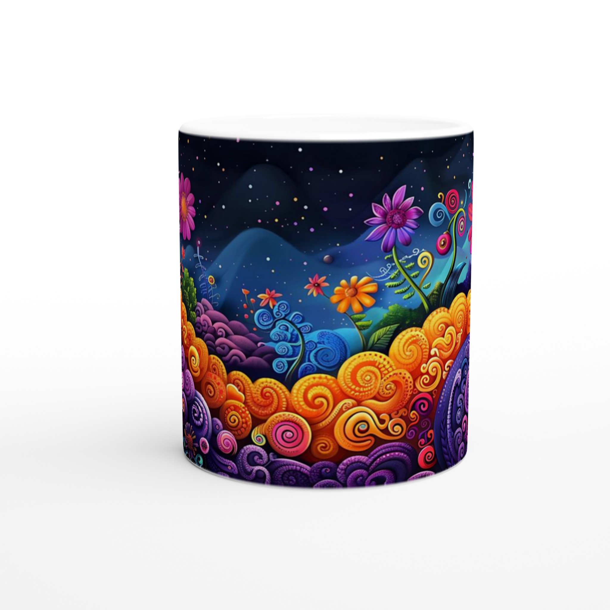 Psykedelisk Blomsterdröm Mugg - 11oz Keramikmugg i Livfulla Färger för Kaffe & Te 8 9de62f00-c99f-48e7-89bf-d86ab9f6bc39