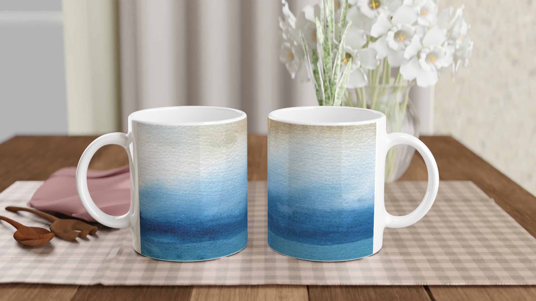Elegant Vit 11oz Keramisk Mugg med Havsblå Akvarellkänsla 10 9e012a72-269c-43ea-8d5c-b98250c02643