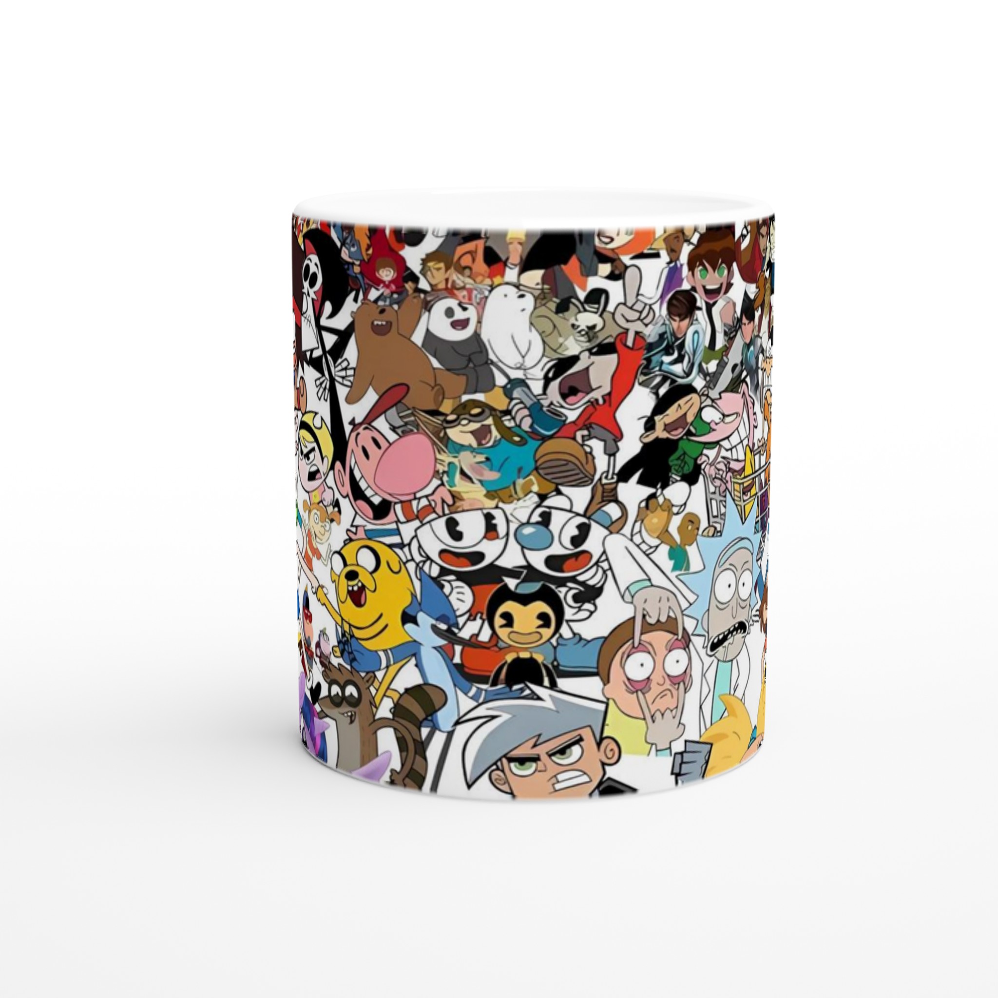 Vit 11oz keramisk mugg med färgstark cartoon-collage – välj din favoritfärg för unik stil 9 9e2c19a3-358d-475b-9fcf-1fc7249941ae