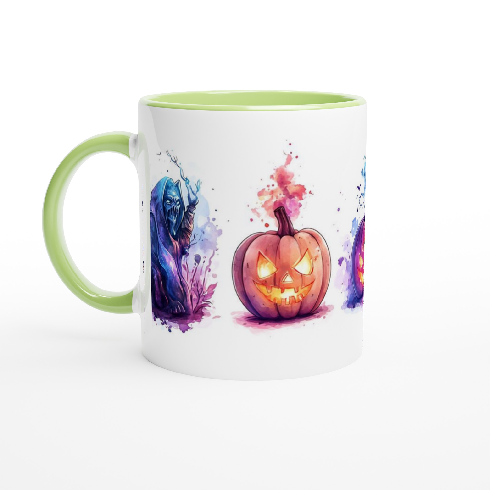 Vit 11oz keramisk mugg med Halloween-inspirerade mystiska motiv i flera färger 7 9e811fe4-8bb1-4c3c-93e5-798a6245a706