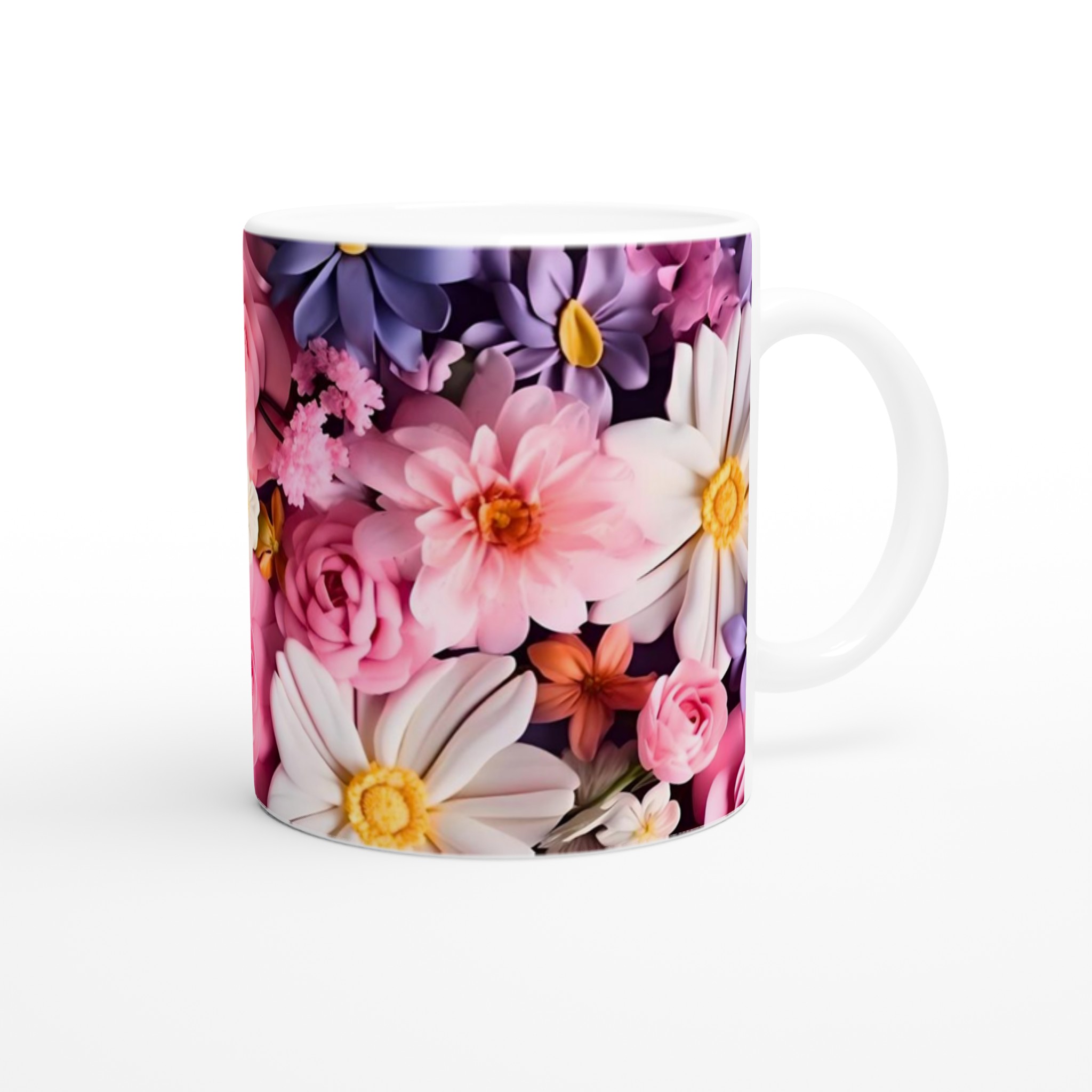Elegant Vit 11oz Keramisk Mugg med Blomsterprakt i Flera Färger 9 9e94ea24-bc34-44f3-9ffa-18d6a7768134