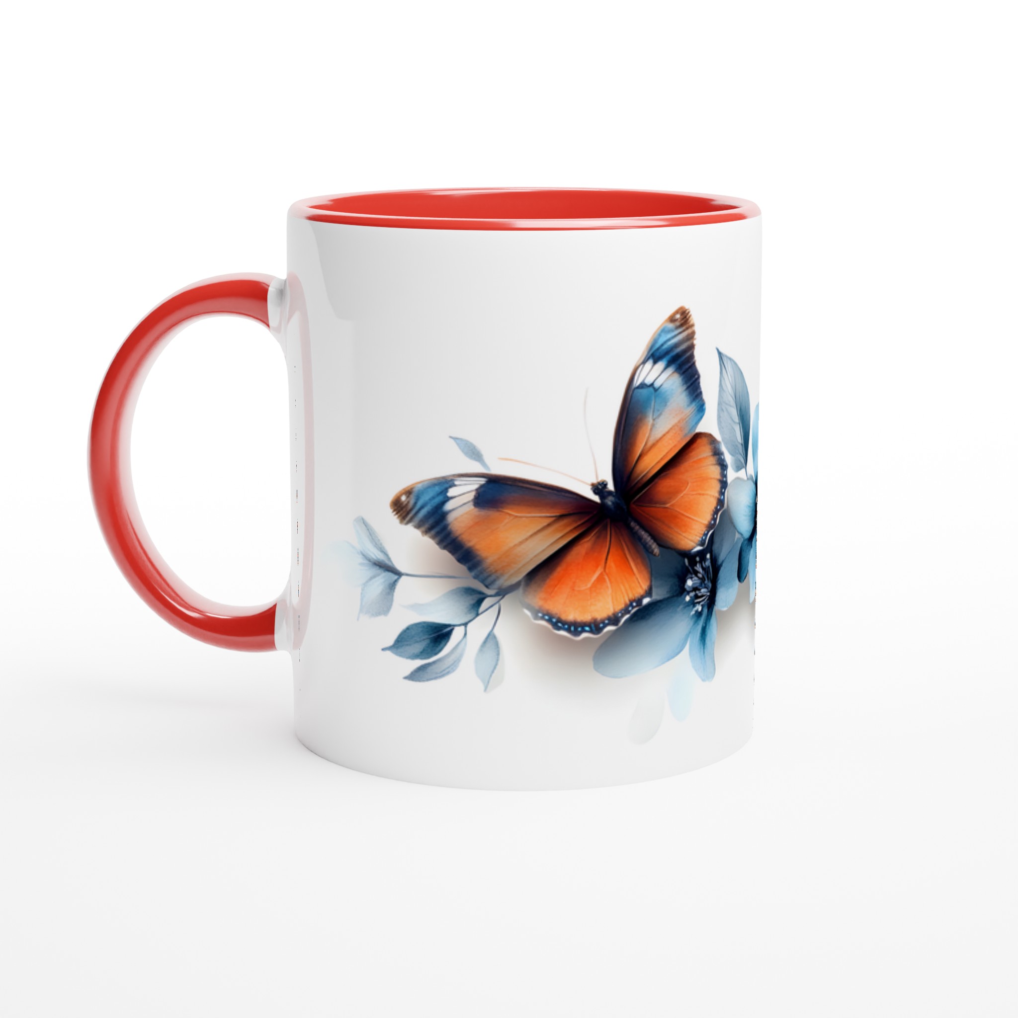 Fjäril & Blå Blomster Keramikmugg – 11oz Vit Kopp för Naturälskare 5 9ea1f2fb-34da-4650-acdf-de43a0269f4f