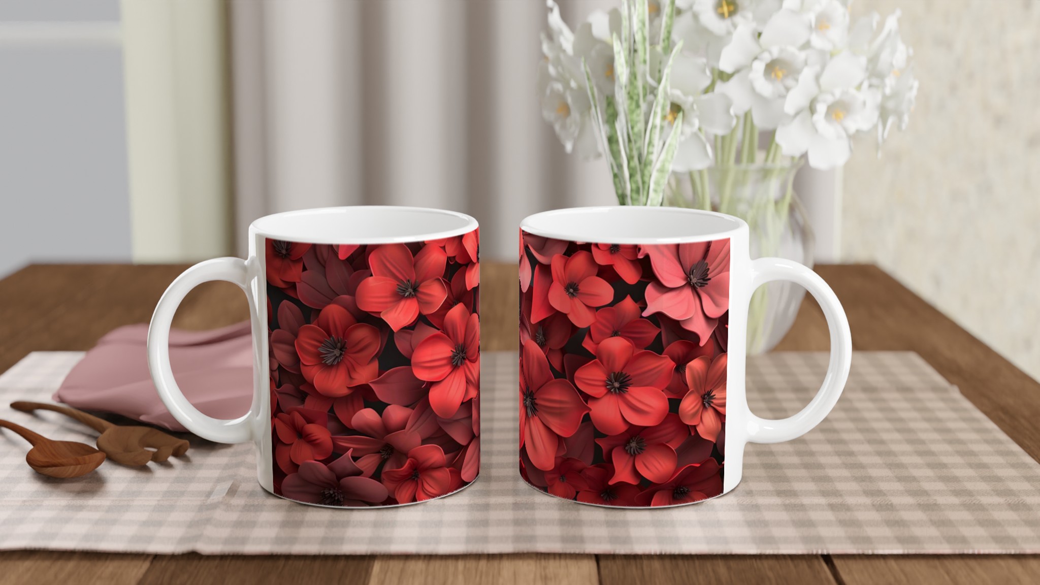 Blomstrande Röda Keramiska Muggar – Välj din Färg för en Livfull Kaffepaus, 11oz 10 9eab8f1e-8c47-4c40-abce-936cf0b15dac