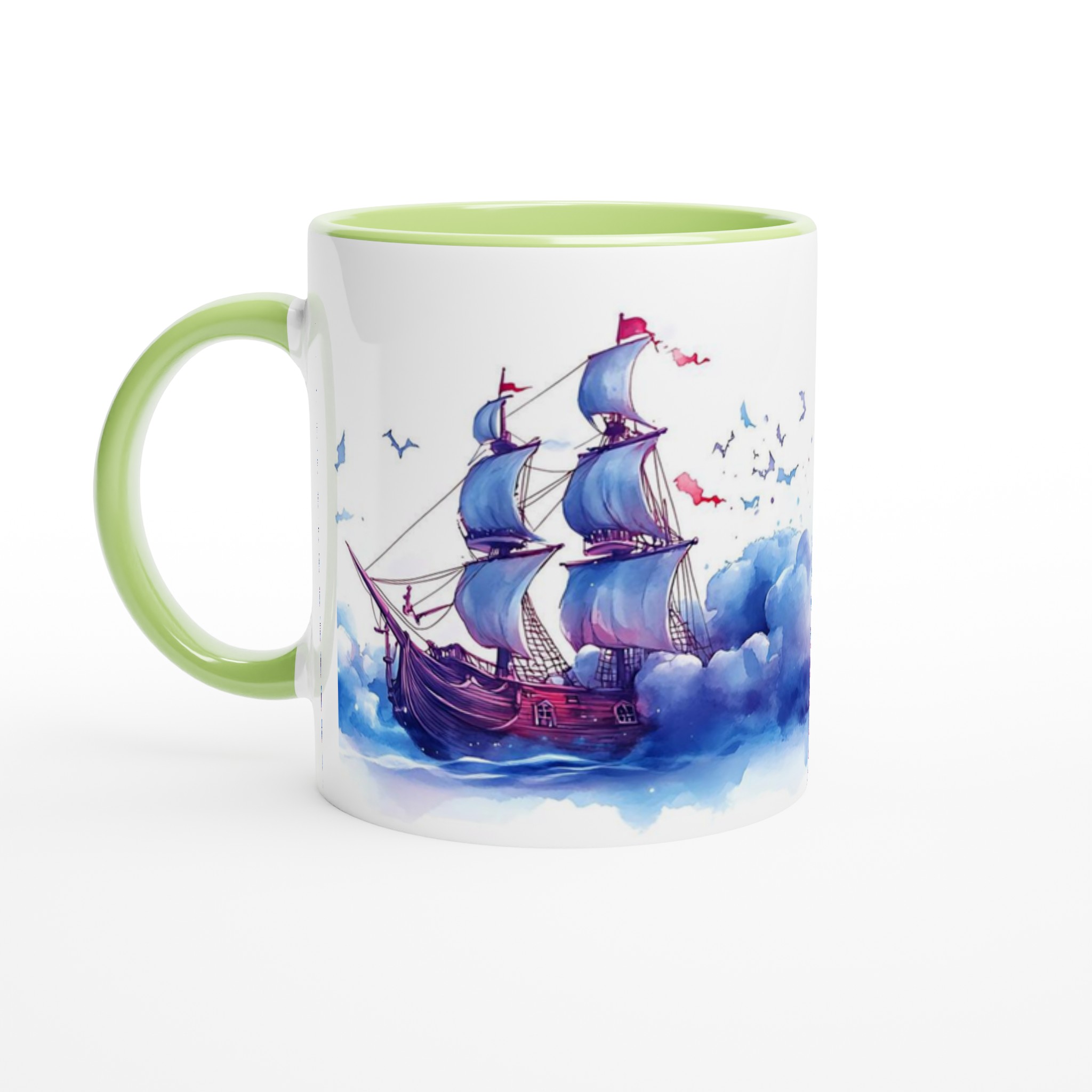Magisk Akvarell Mugg – Segelfartyg Bland Färgstarka Moln, 11oz Keramikmugg i Valfri Färg 7 9f0963a8-89ee-4581-a894-f6e5f4205243