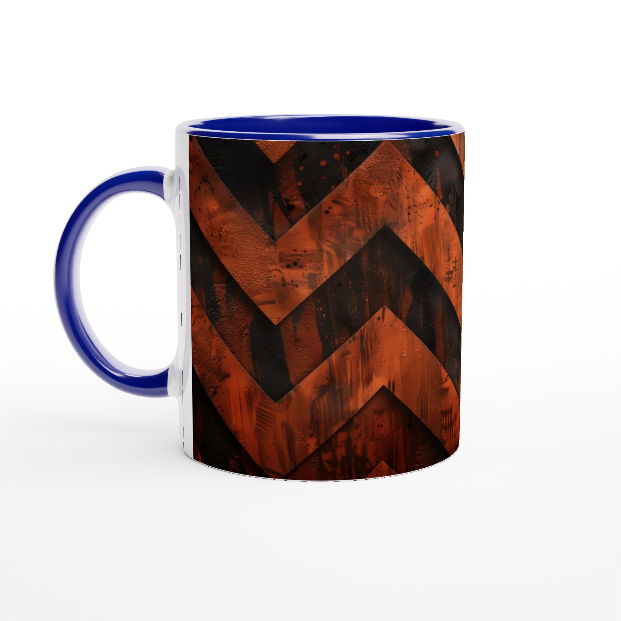 Vit 11oz keramisk mugg med djärv orange och svart zigzag-design – välj bland sju färgstarka keramiska nyanser 2 9f301592-a922-4972-acd1-bdc28004b010