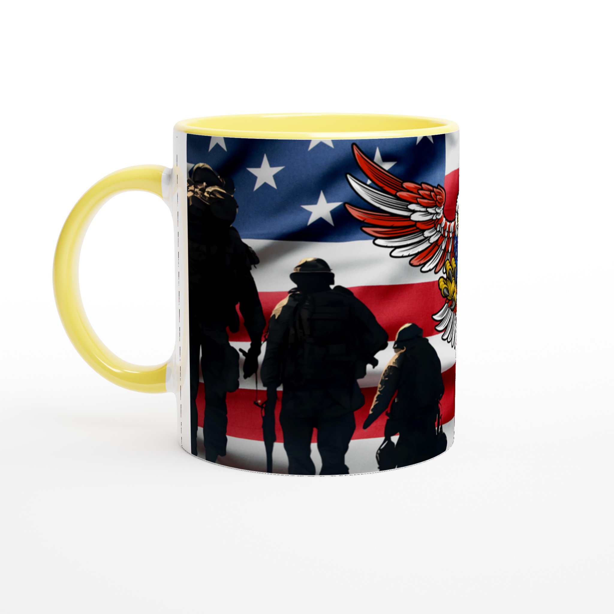 Vit 11oz keramisk mugg med patriotisk örnmotiv – välj bland sju klassiska keramfärger 3 9f920ade-80d8-4cc3-8925-ca22d5e7e2a4