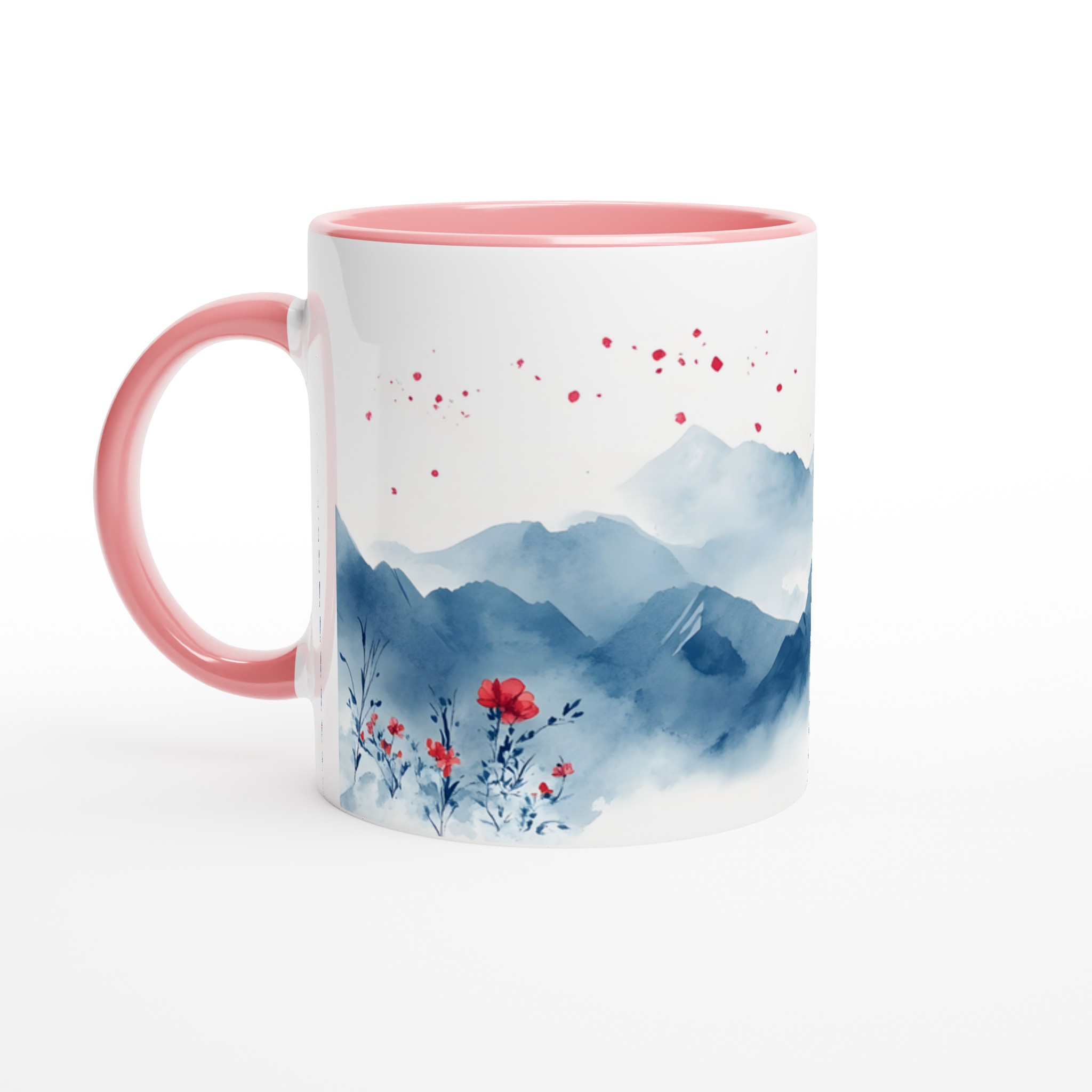 Dimhöljda Berg & Röda Blom – 11oz Keramisk Mugg för Konstälskaren i Sju Färgval 6 9fc0d07f-f292-4b3c-8fb0-31463f999e9f