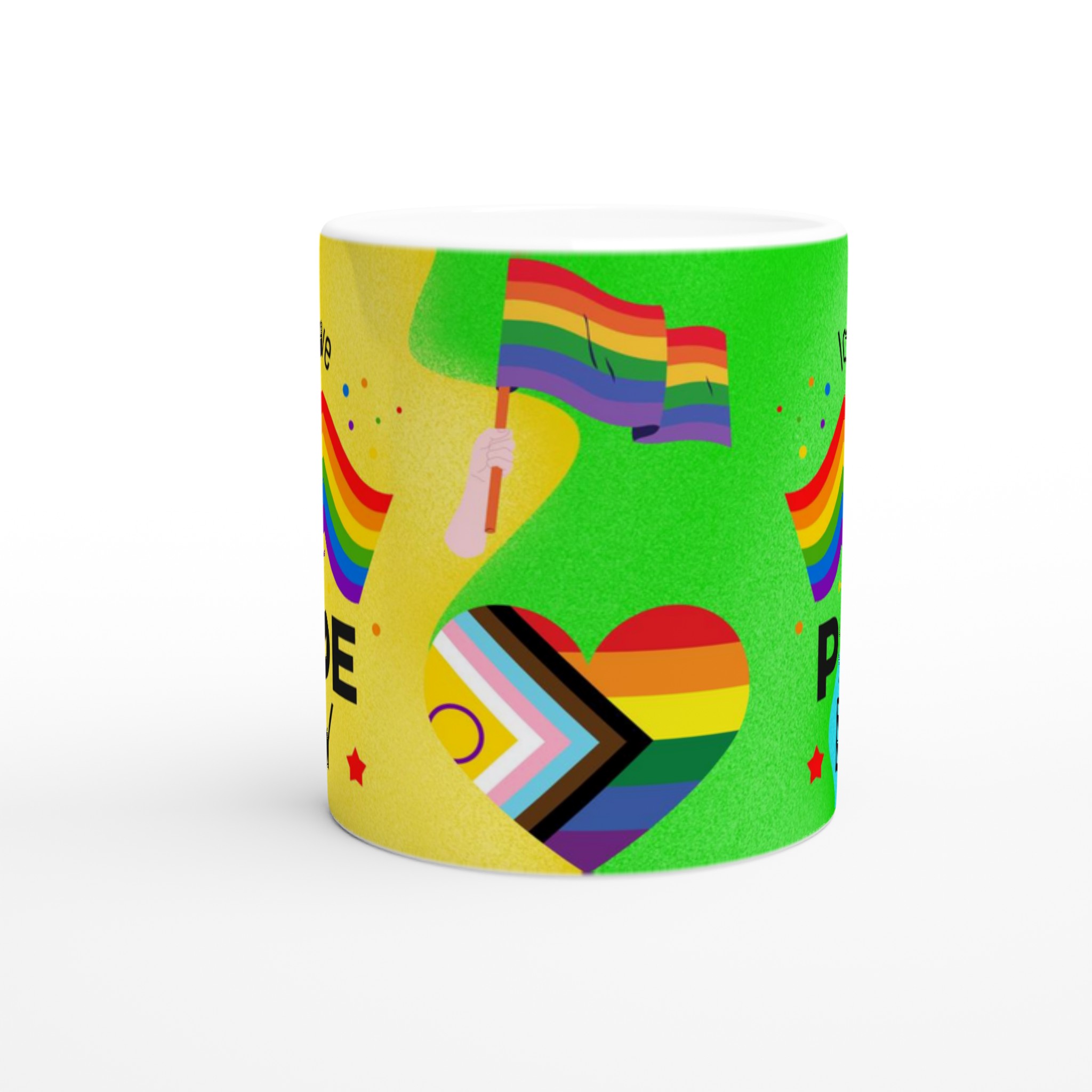Vit 11oz keramisk mugg med Pride-design i regnbågens färger 8 9fe2d762-a753-4948-b48b-028f2fdf5739