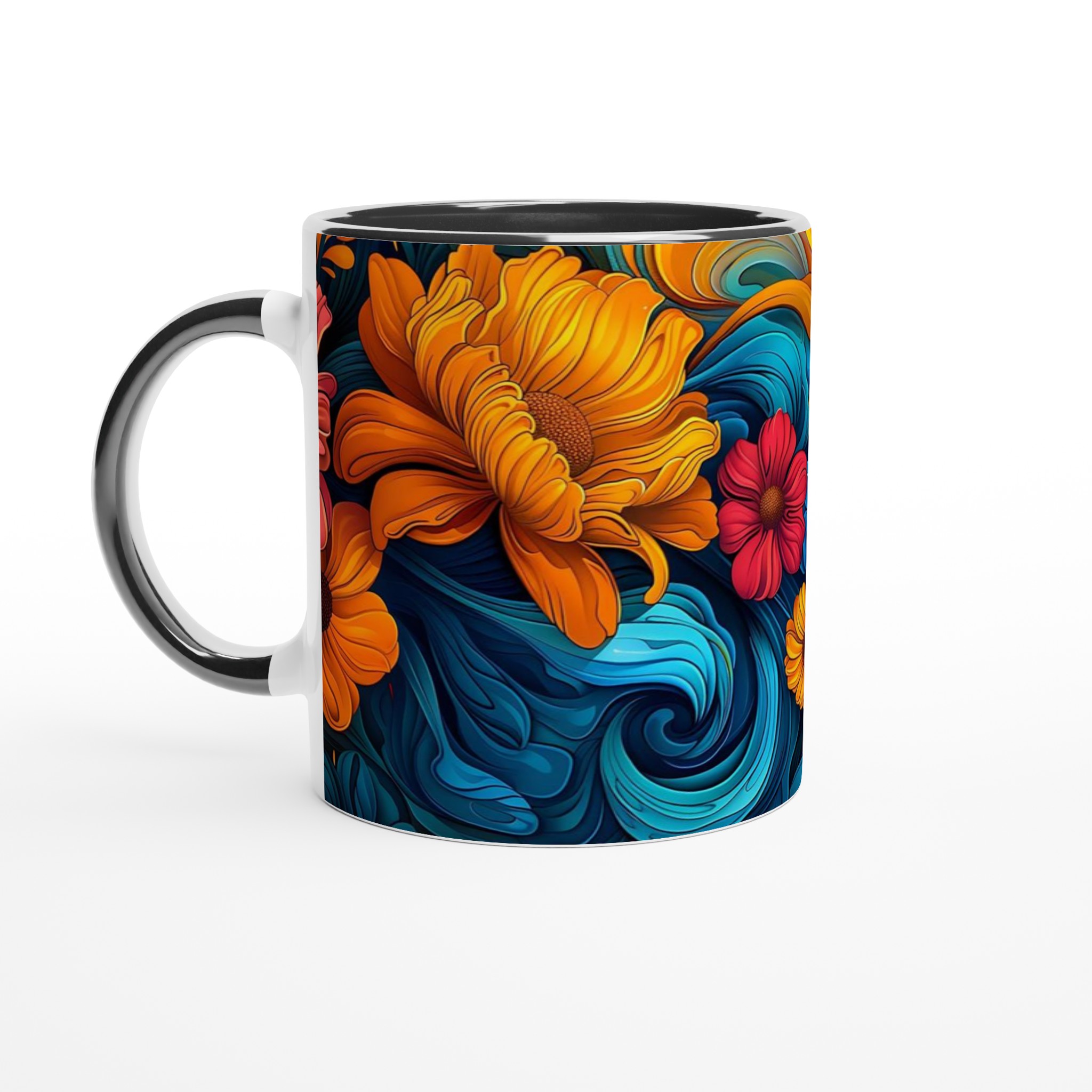 Färgglad Blommig Keramisk Mugg – 11 oz Vit Mugg för Livliga Dryckesstunder 4 9ff2beb2-ade4-4857-bb37-f0d5c3734f0d