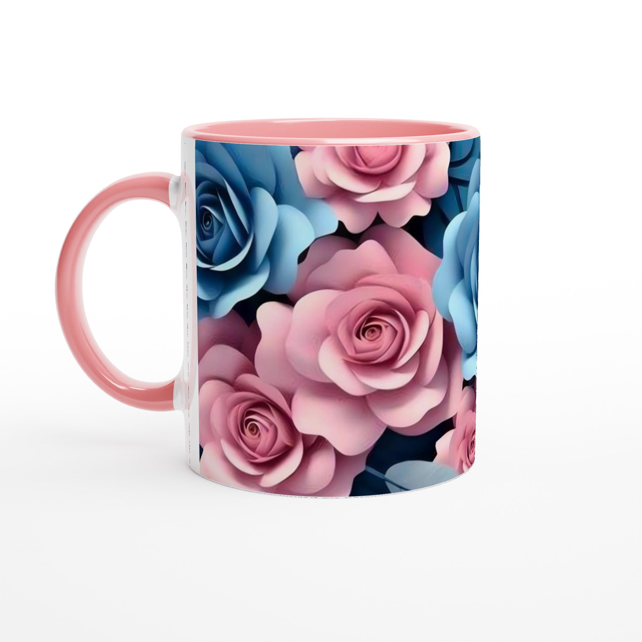 Elegant 11oz Keramisk Mugg med Blå och Rosa Rosor – Välj Din Favoritfärg 6 a00c8820-6c39-45af-809a-b51a043e0098