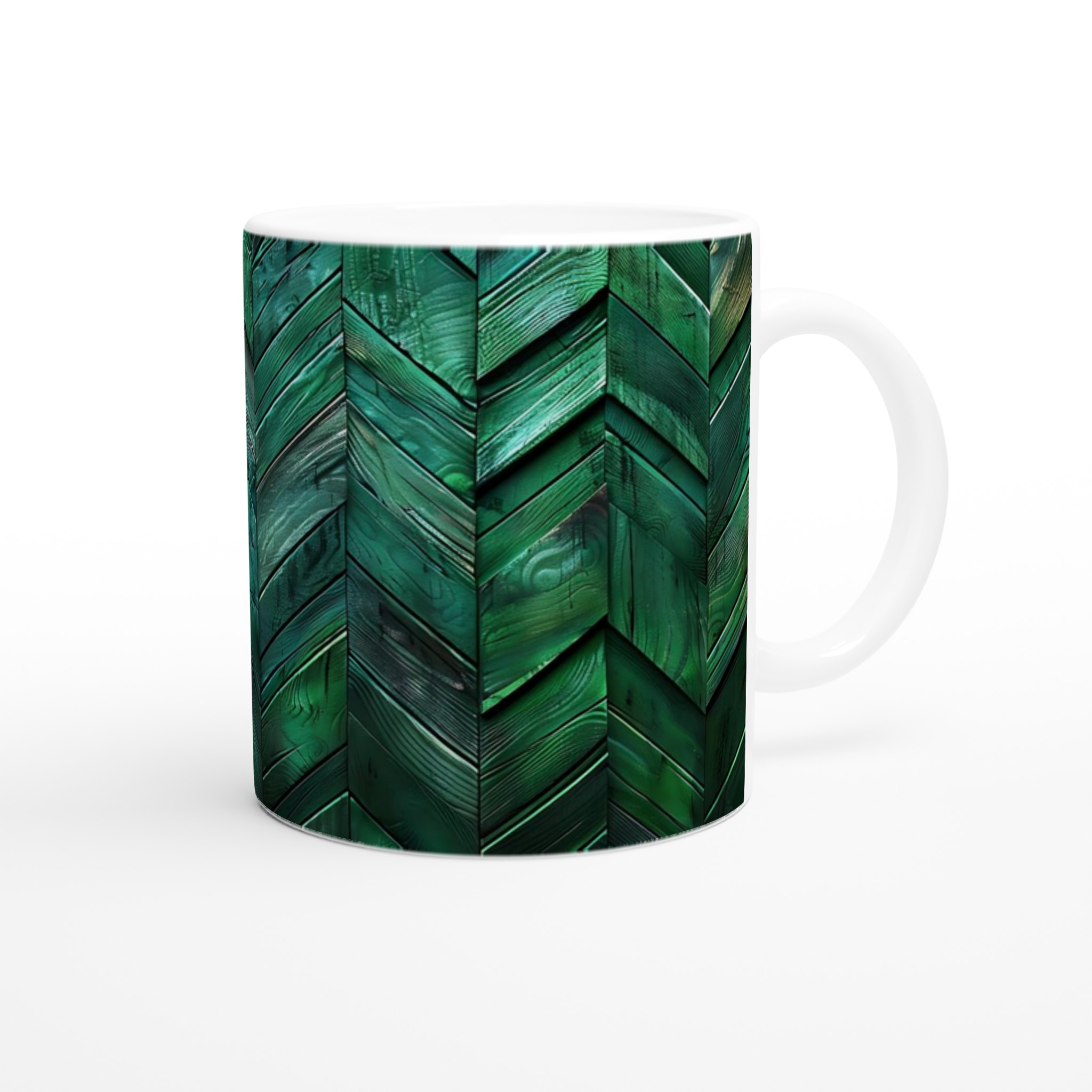 Vit 11oz keramisk mugg med djupgrön trädesign – välj bland sju eleganta färger 9 a028ccaf-a87c-40ae-820a-df2ec04a55ba