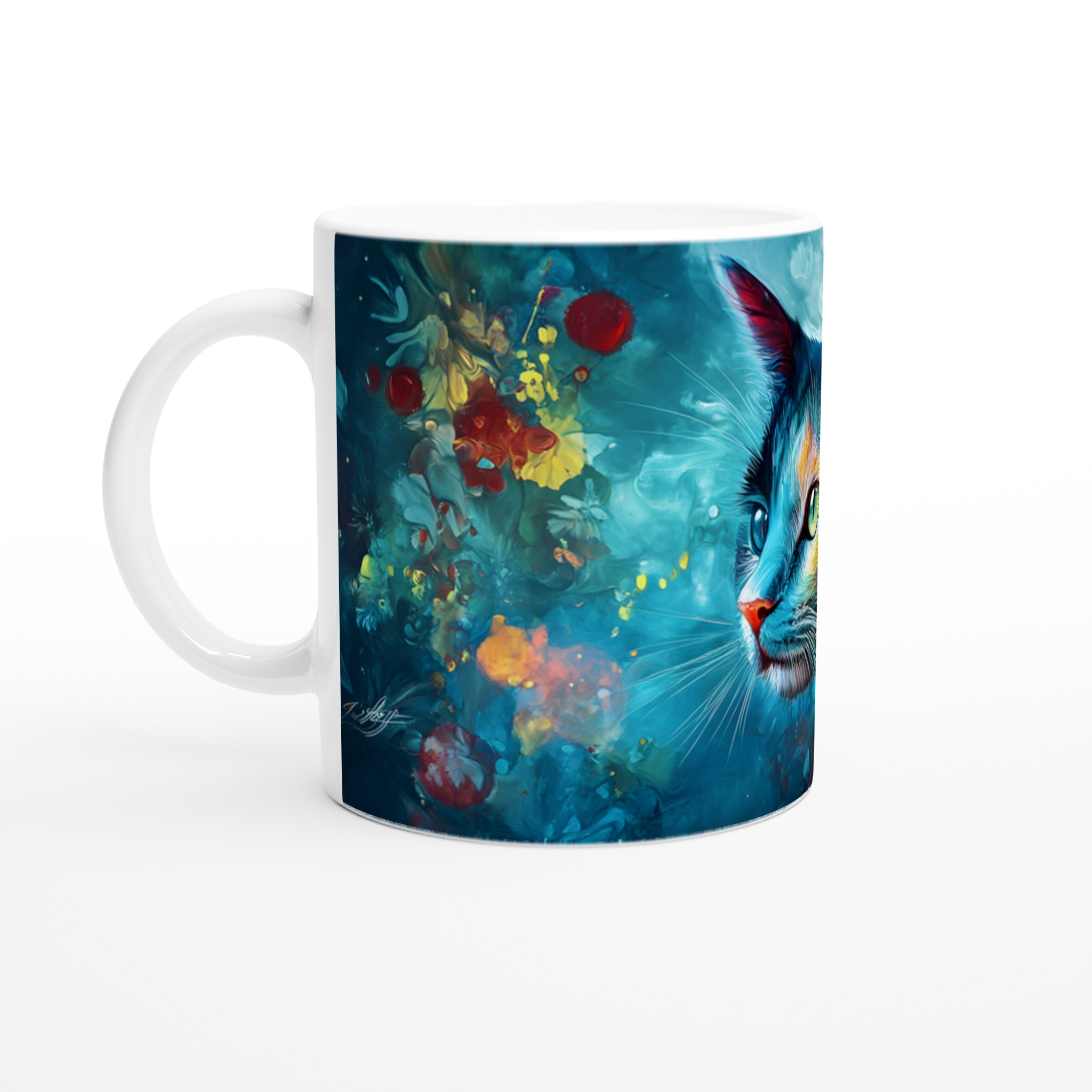 Färgsprakande Kattkonst Mugg – 11 oz Keramikmugg för kaffeälskare i sju levande färger 1 a056f5fb-fce9-4302-b146-bca788845147