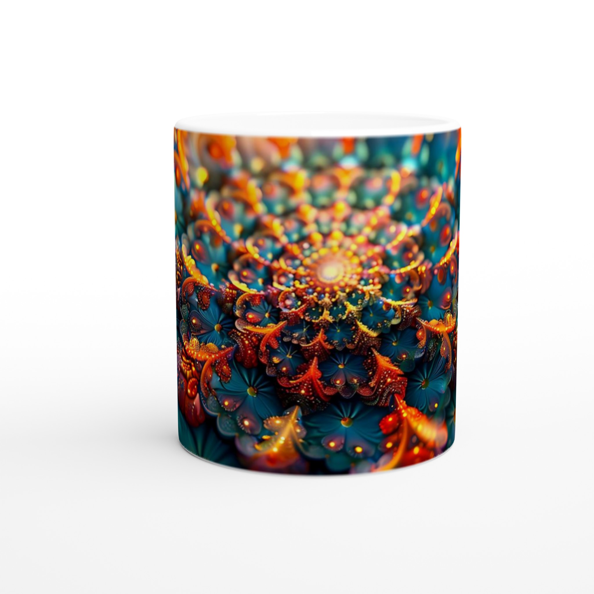 Psykedelisk Blomstrande Mandala Mugg – 11 oz Keramikmugg i Vibrerande Färgval 9 a090ee81-ece5-4043-9b89-f90b7790a10e