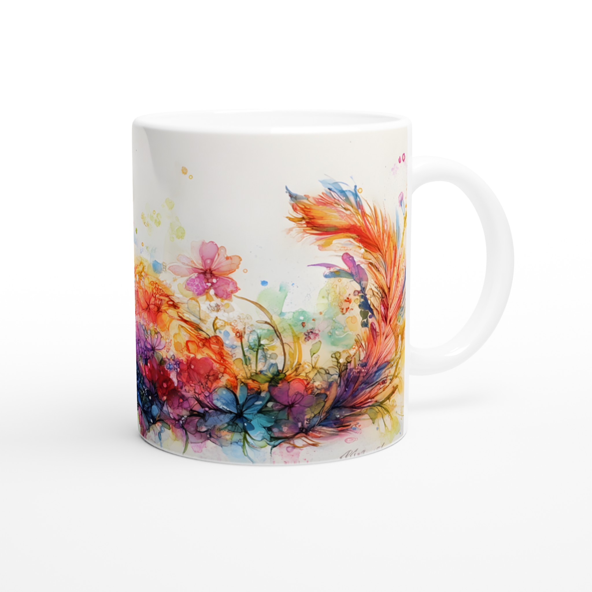 Färgsprakande Kattaquarell Keramisk Mugg – Konstnärlig Kaffestund med Valfri Färg! 9 a0b27716-60c3-4323-af3c-459af41954c2