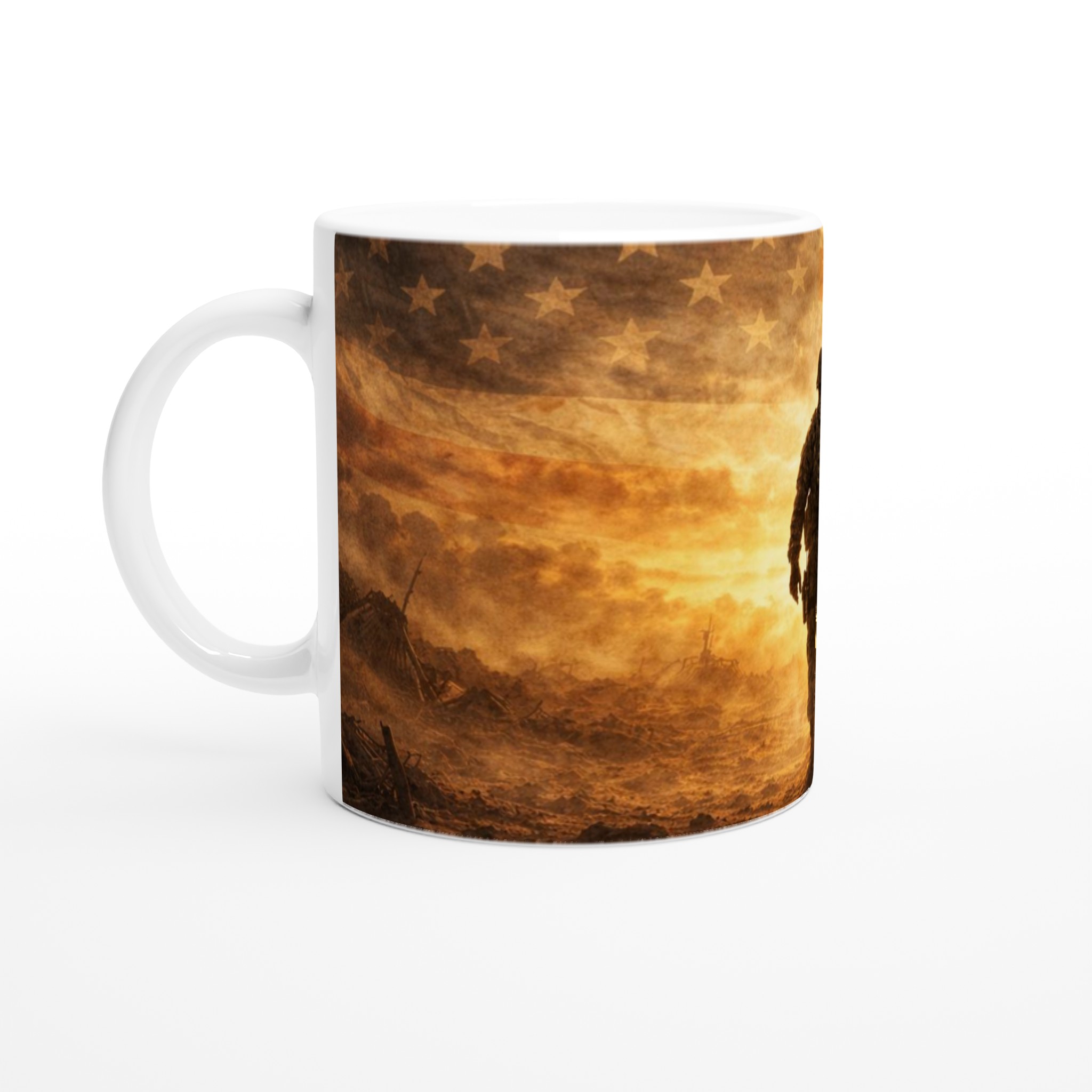 Vit 11oz keramisk mugg med patriotiskt amerikanskt soldatmotiv i flera färgalternativ 1 a0b3893a-4088-4b5a-8e90-fc74f3dc02ff