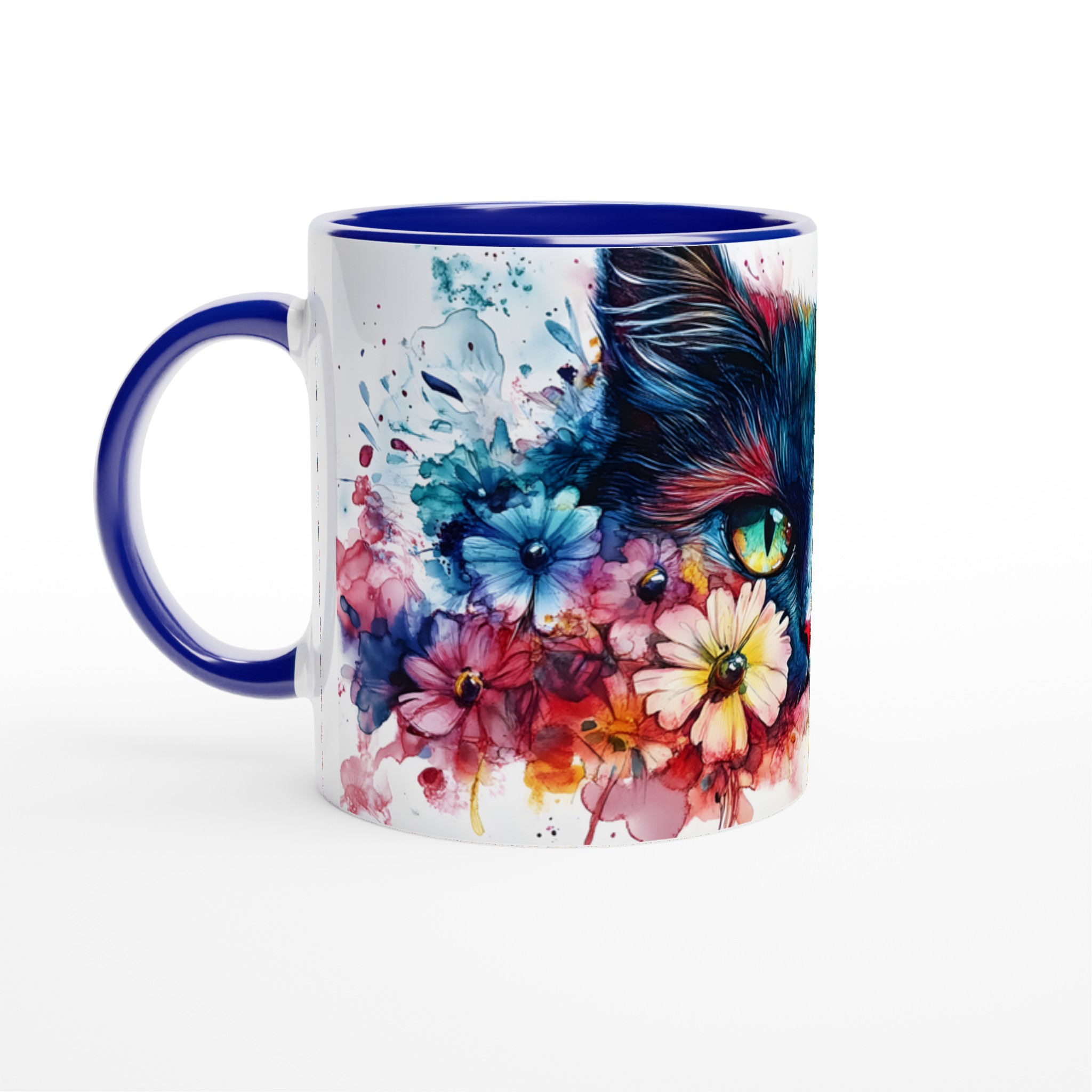 Färgsprakande Katt & Blommor Keramisk Mugg – Konstnärlig Akvarell 11oz Kaffekopp 2 a0b3c578-1eb9-415e-ba3c-b84875cf9192
