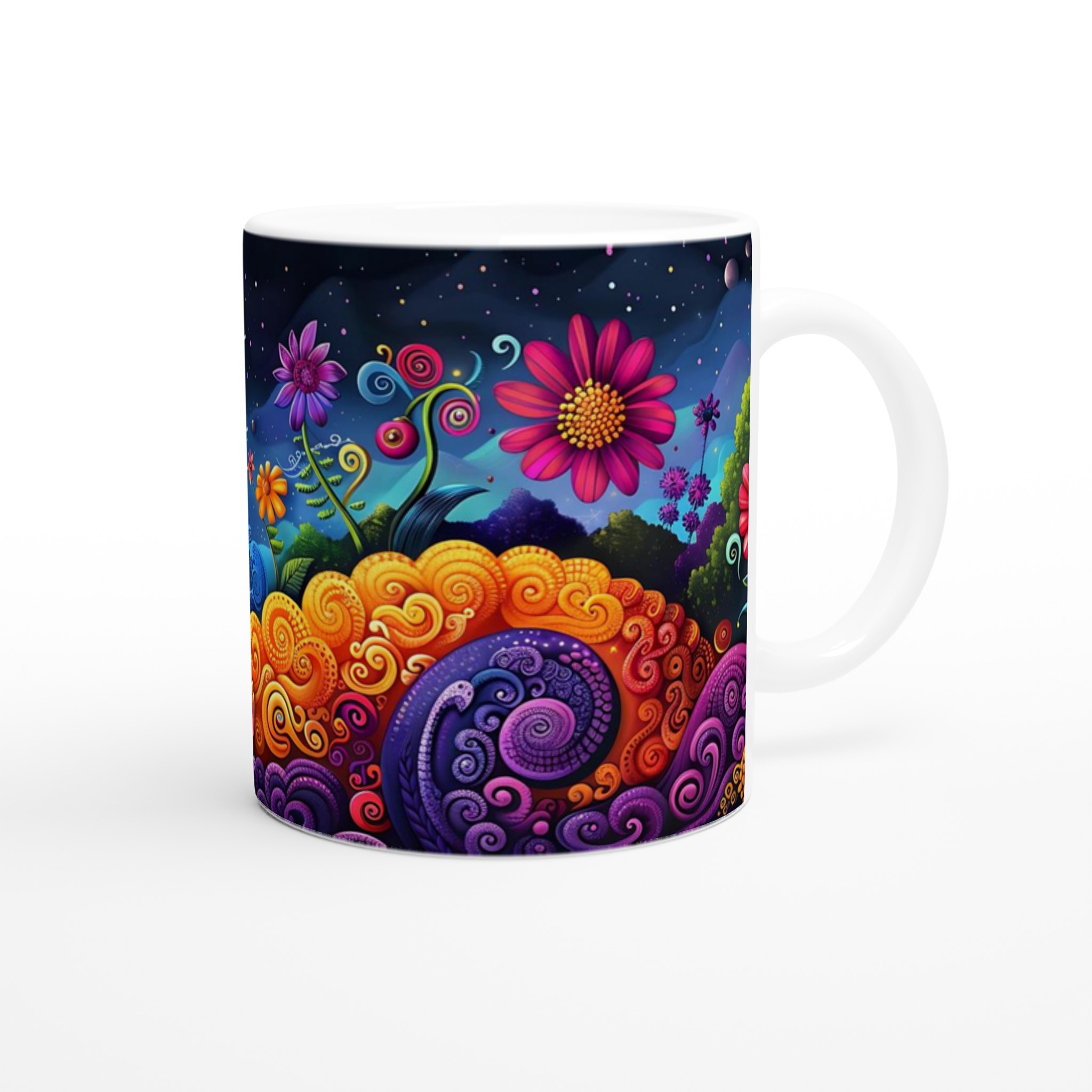 Psykedelisk Blomsterdröm Mugg - 11oz Keramikmugg i Livfulla Färger för Kaffe & Te 9 a0b3fcc0-dba6-4000-ab14-72a4063caf3e