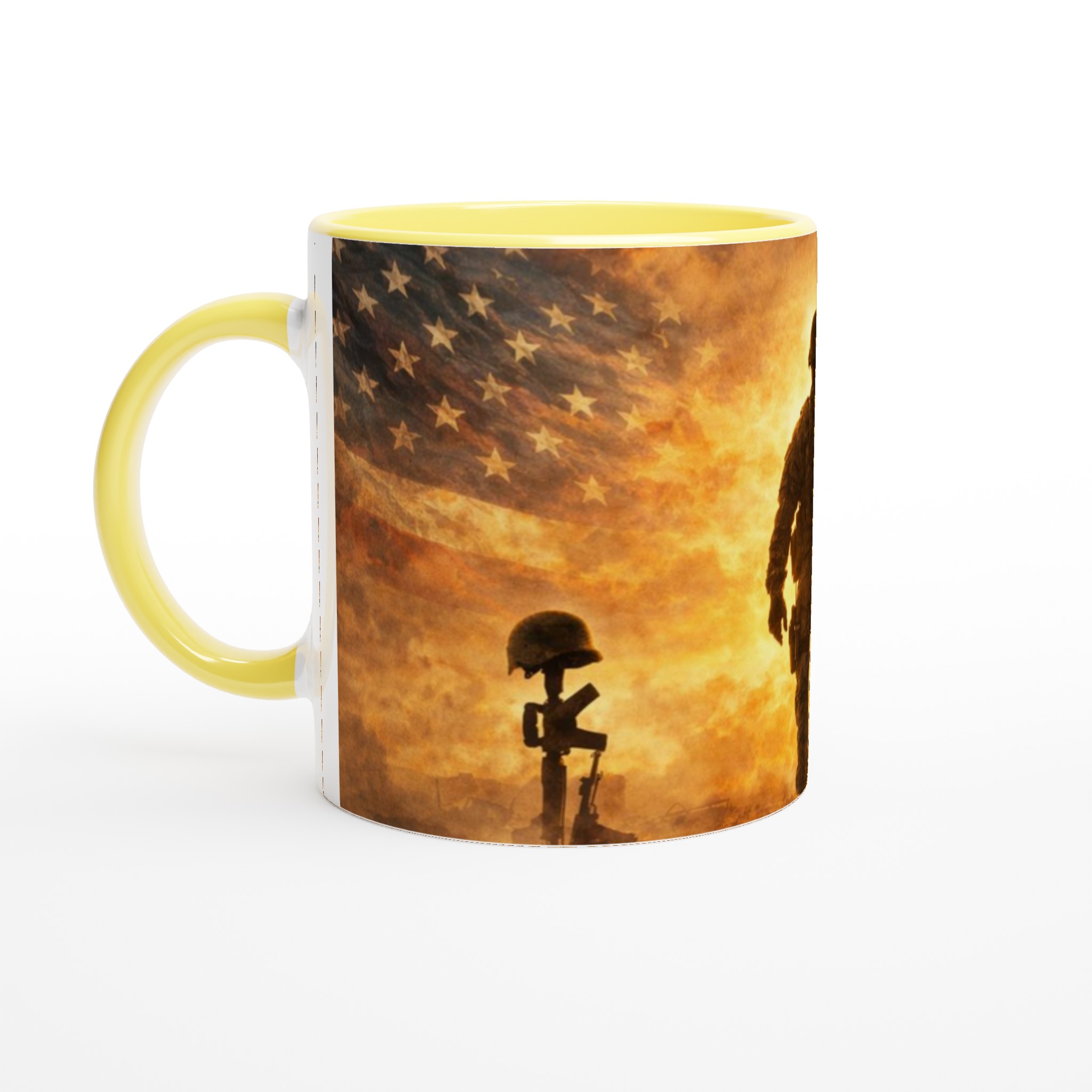 Vit 11oz keramisk mugg med patriotisk militärmotiv – välj bland sju livfulla keramiska färger 3 a0bea8fc-141f-4ca5-8f14-320d7fc2fc8f