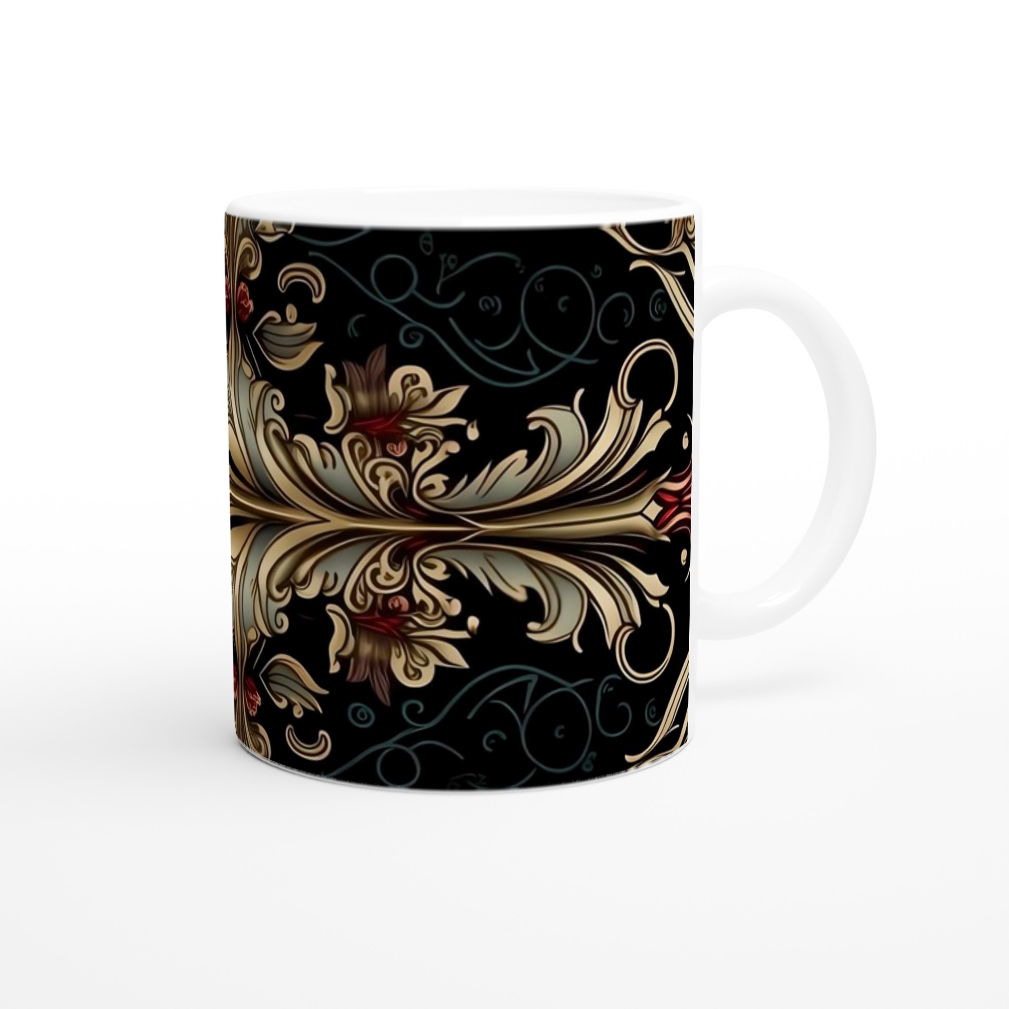 Elegant Baroque-Inspired 11oz Ceramic Mug in Your Choice of Seven Stunning Colors 9 a0c1a789-62fa-4c94-b790-a70d9f6aa7e0
