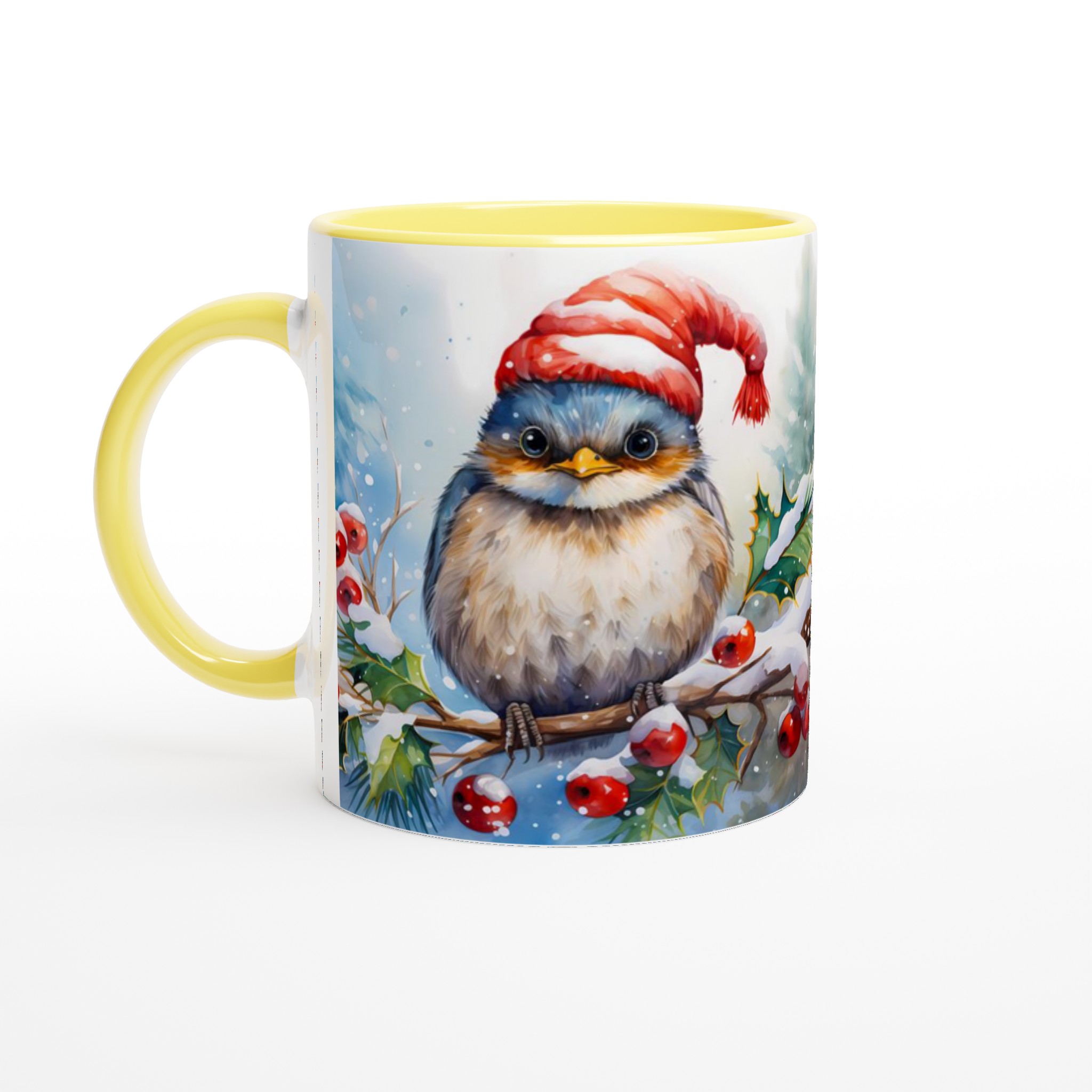 Mysig Julpippi Mugg – Vinterfågel med Tomteluva, Akvarellstil, Flera Färger – 11 oz Keramisk Kaffemugg 3 a0caf26a-ff4e-48aa-b4c9-d5ecfcf79199