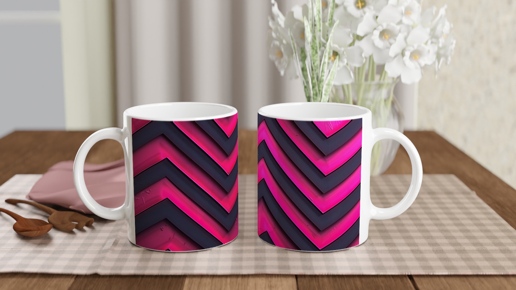Neon Vågmönster Keramikmugg - 11oz, Levande Färgval 10 a0d81d8a-db8f-41f0-89e2-f9d45e63e182