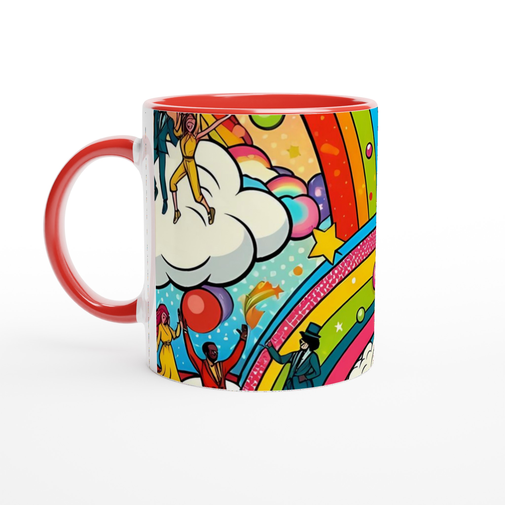 Färgstark 11oz keramisk mugg med lekfulla regnbågs- och dansmotiv i flera keramiska färger 5 a0f7f6f5-5ce6-45f5-ba96-12eeaa7611a5