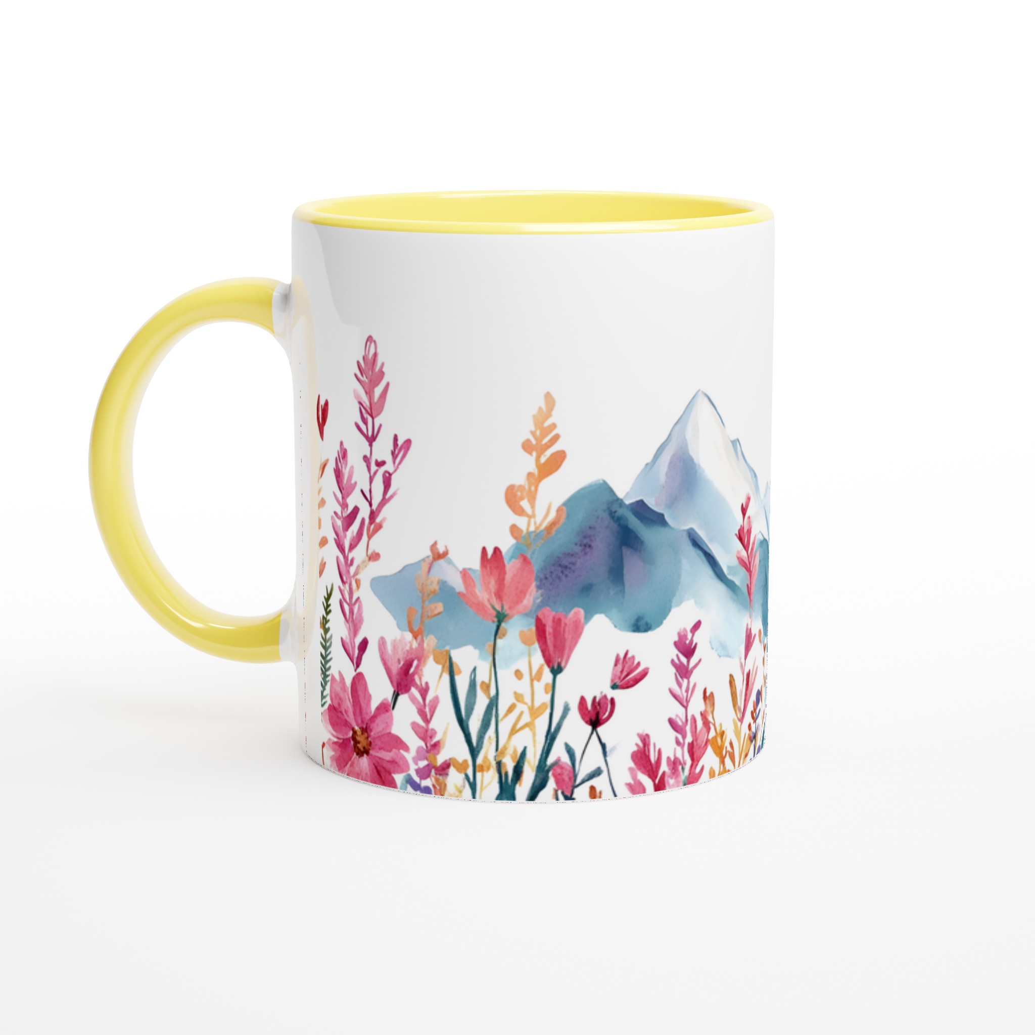 Akvarellblommig bergsmugg – 11 oz keramikmugg i ditt val av sju livfulla färger 3 a1401752-af7c-465e-a126-0958cb89dc1b
