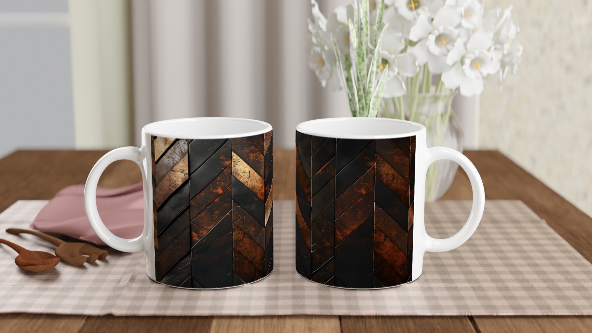 Rustik Chevron 11oz Keramisk Mugg – Elegans i Koppar & Mörkt Trä 10 a1665e84-54cc-4259-bb30-57ae677c9d40