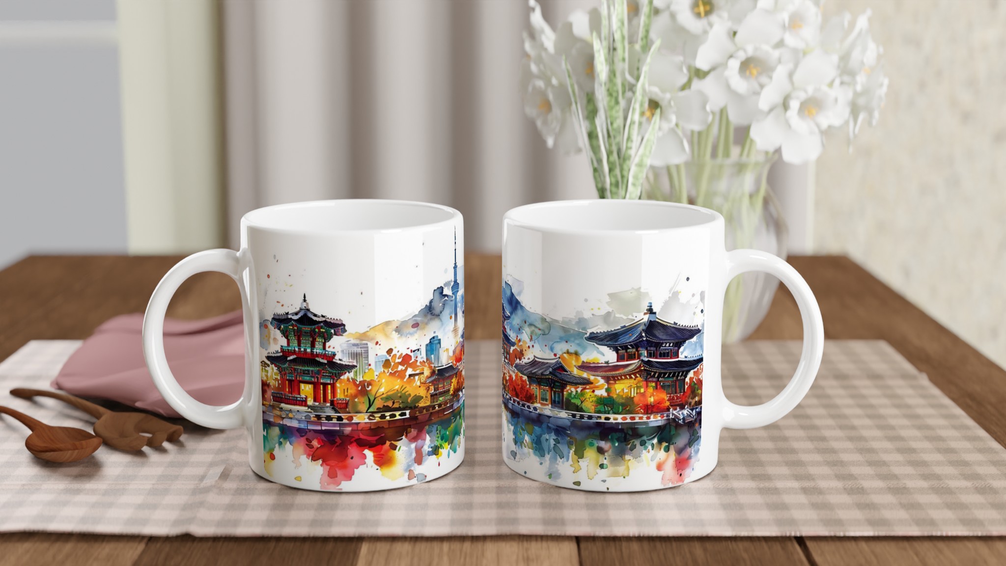 Seoul Skyline Akvarell Mugg - Koreansk Reseminne i Vattenfärg, 11oz Keramik 10 a174c8d6-0bc4-457a-afb9-7e42504f4532