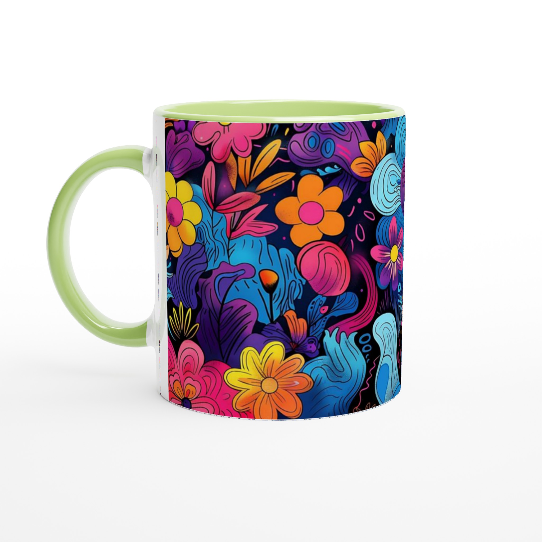 Psykedelisk Blomster Keramikmugg - 11oz, Levande Färger för Ditt Kaffe eller Te 7 a17652a6-218c-48a1-af34-6e9b6d5dff67