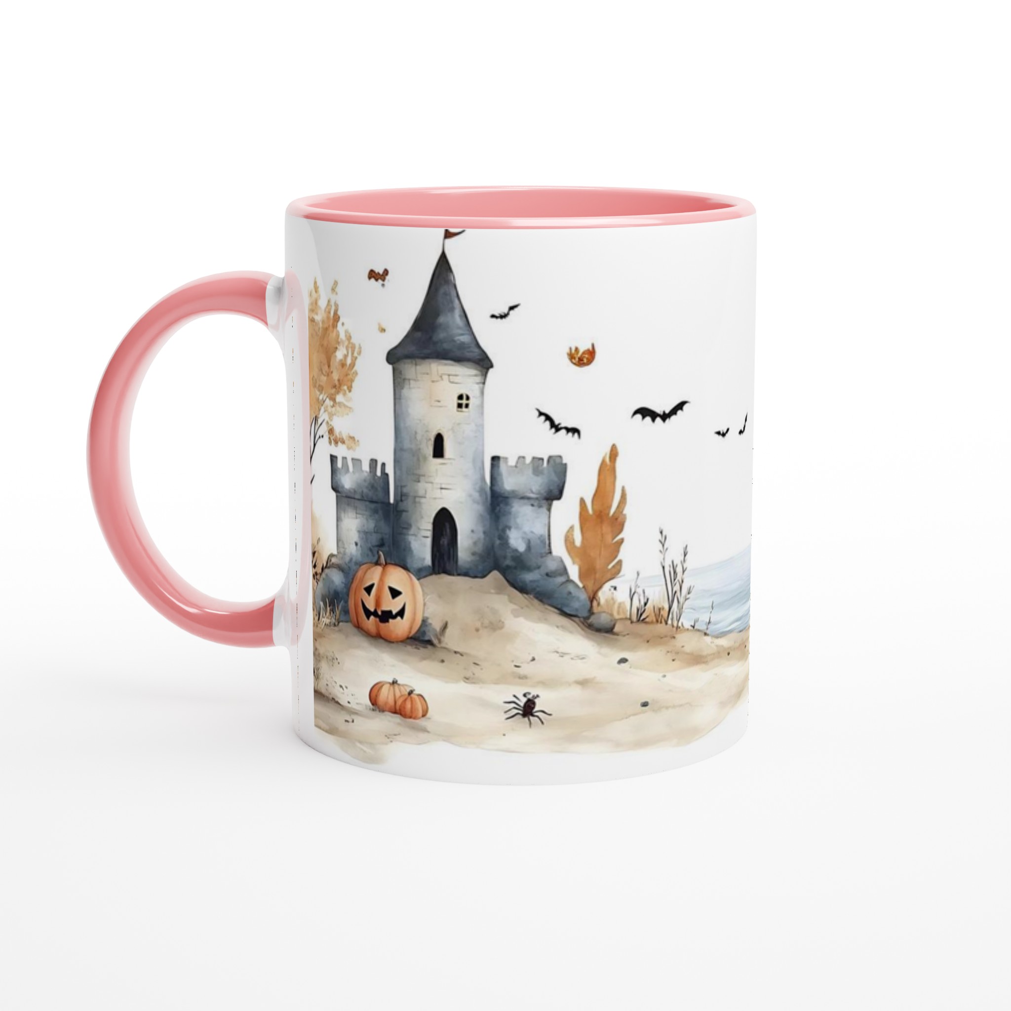 Mystisk Halloweennatt – Akvarellmugg med Slott och Pumpor i Valfri Färg, 11oz Keramik 6 a18150ce-6d0d-45cb-9c5f-349c559f8300