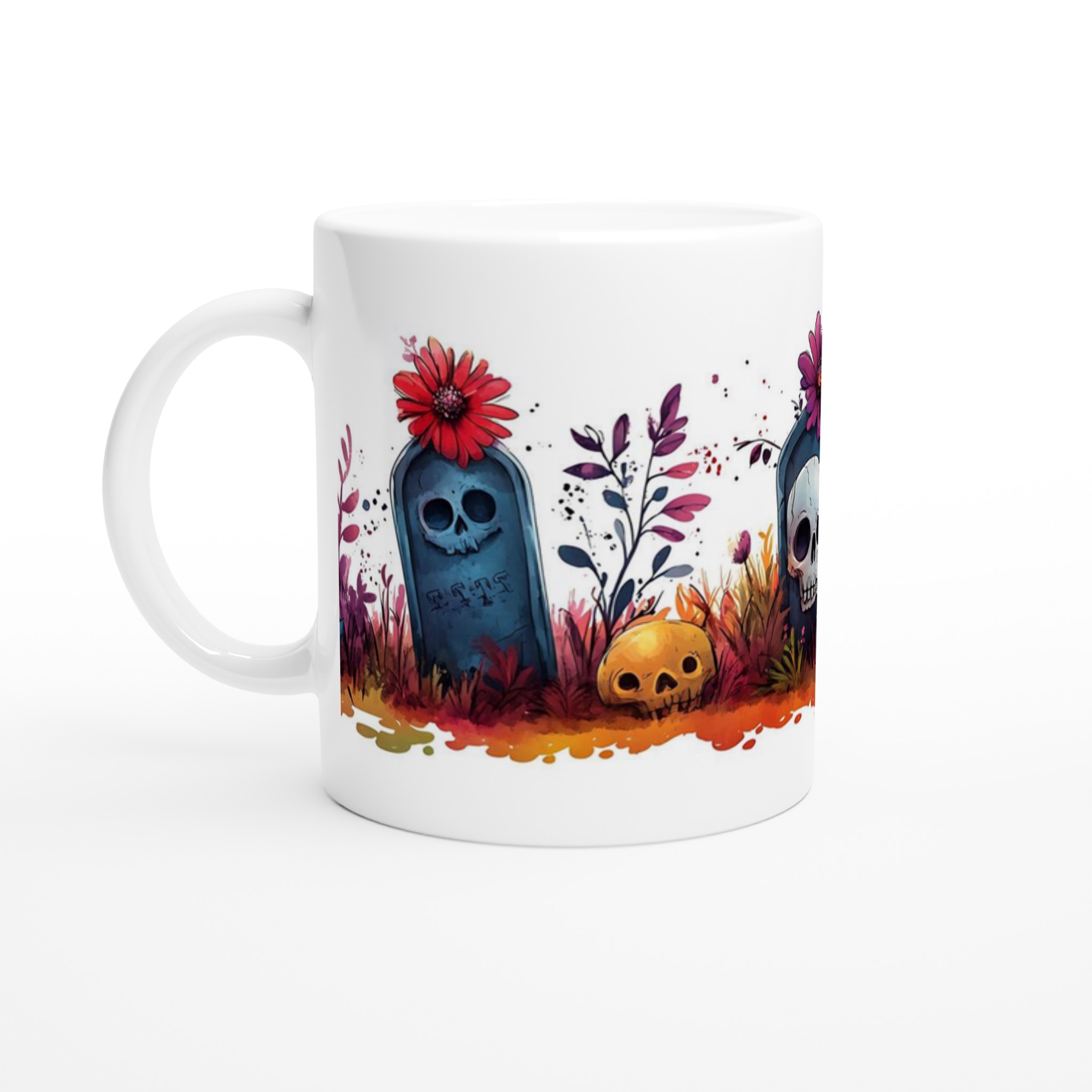 "Söta Skräcken" Keramisk Mugg - Gotisk Charm med Färgstarka Blommor & Skallar, 11oz Kaffekopp i Valfri Färg 1 a1b3dc44-fa4f-48ab-8cd3-d765409b30be